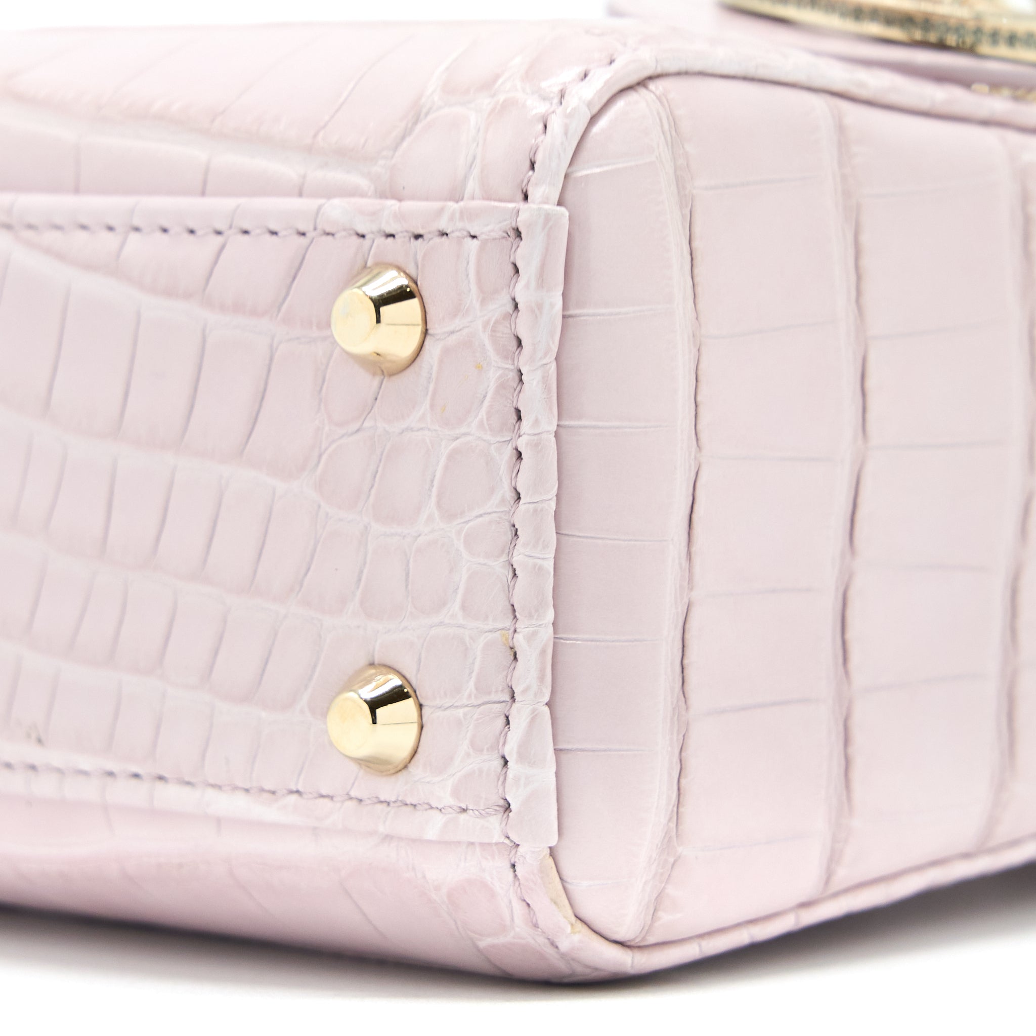 DIOR MINI LADY DIOR ALLIGATOR MISSISSIPPIENSIS LIGHT PINK CRYSTAL LGHW