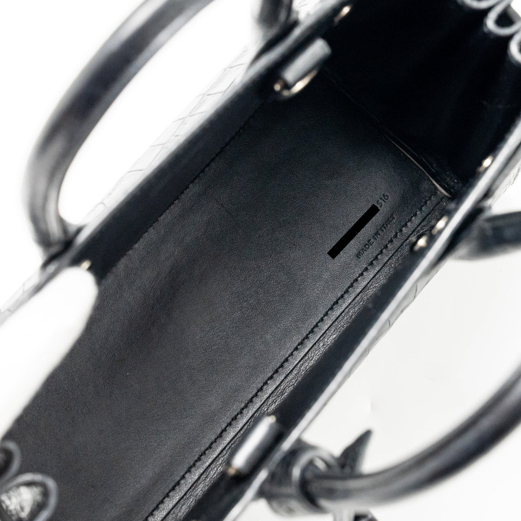 SAINT LAURENT NANO SAC DE JOUR CROC EMBOSSED CALFSKIN BLACK SHW