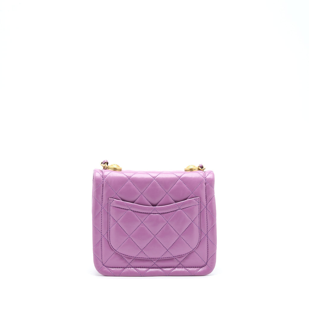 CHANEL SQUARE FLAP BAG LAMBSKIN LIGHT PURPLE BRUSHED GHW
