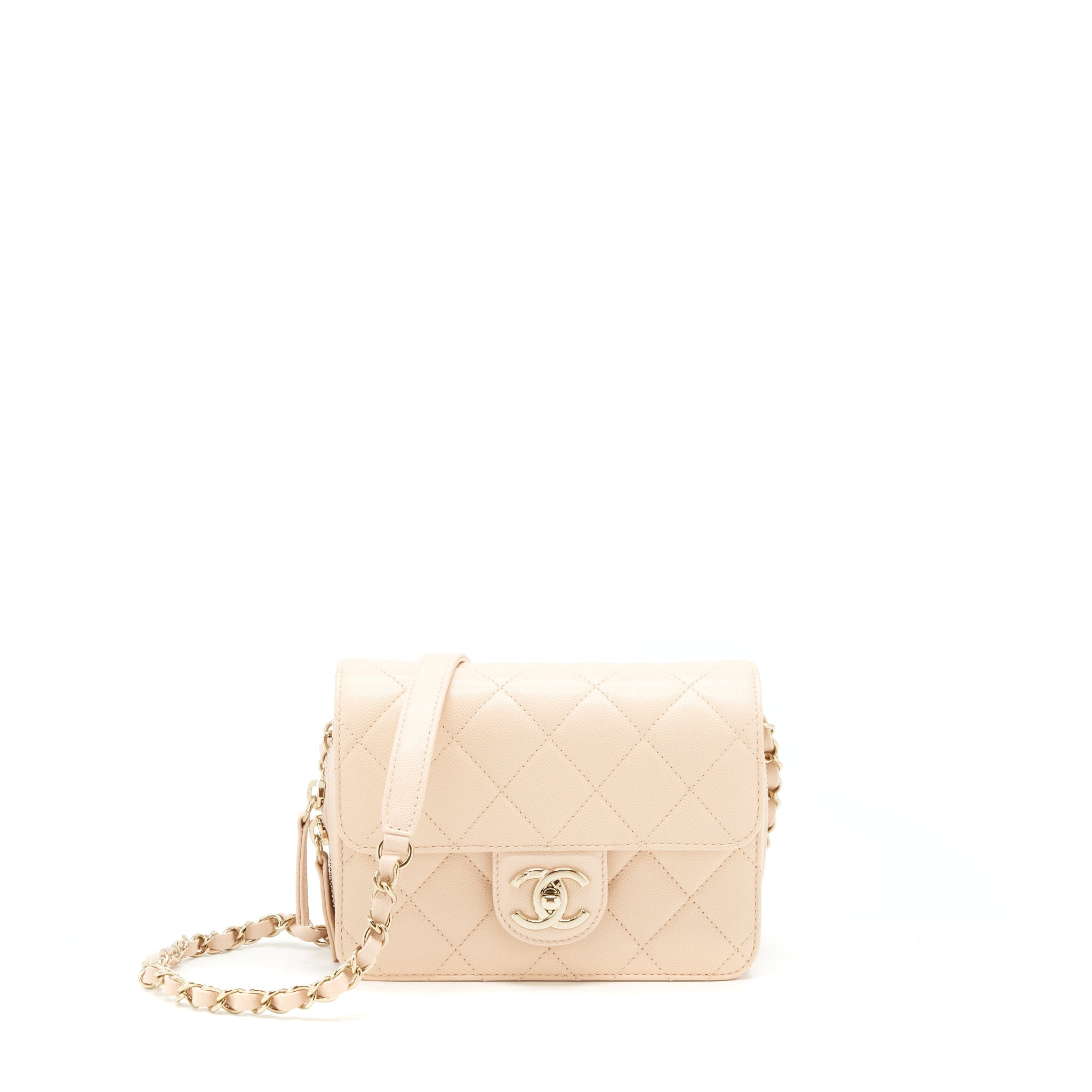 CHANEL 21K CROSSBODY BAG CAVIAR LIGHT BEIGE LGHW