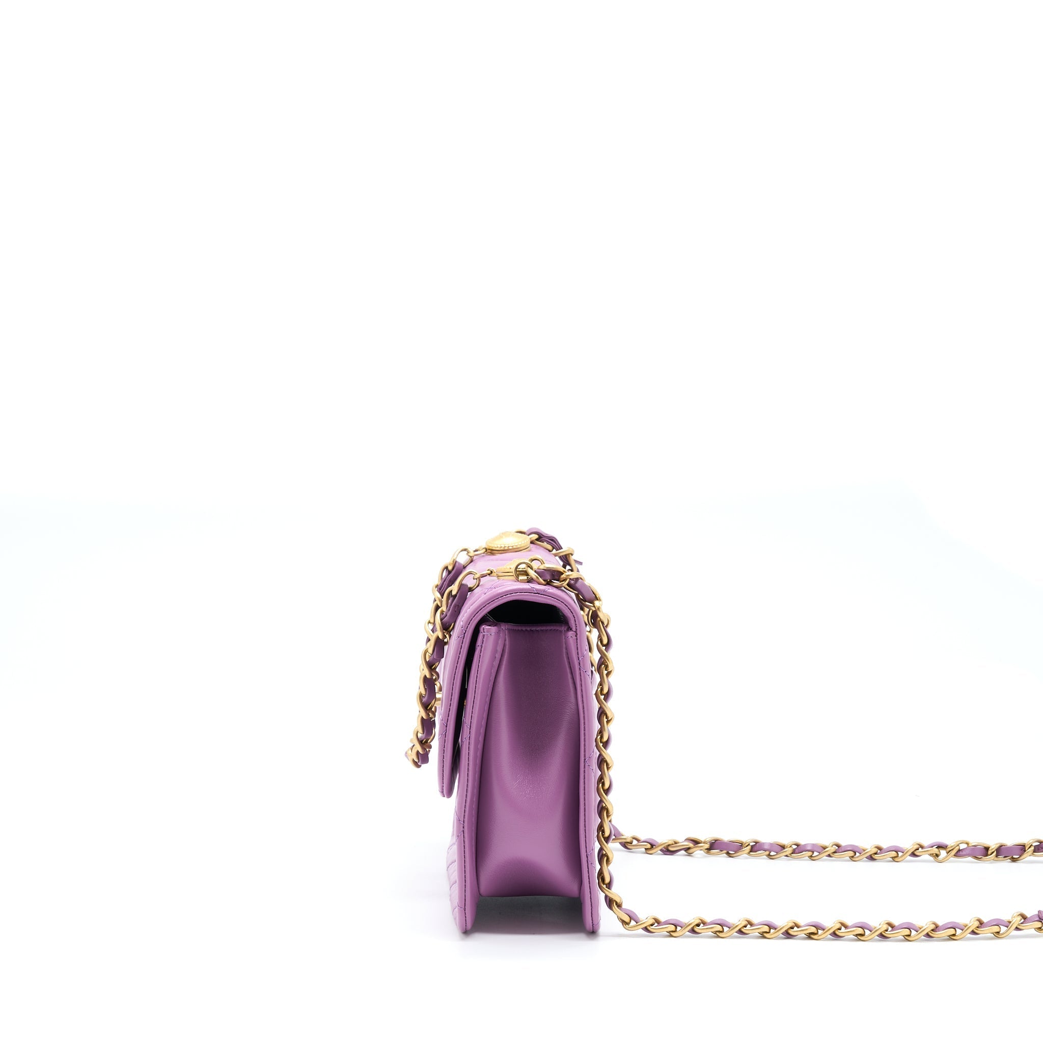 CHANEL SQUARE FLAP BAG LAMBSKIN LIGHT PURPLE BRUSHED GHW