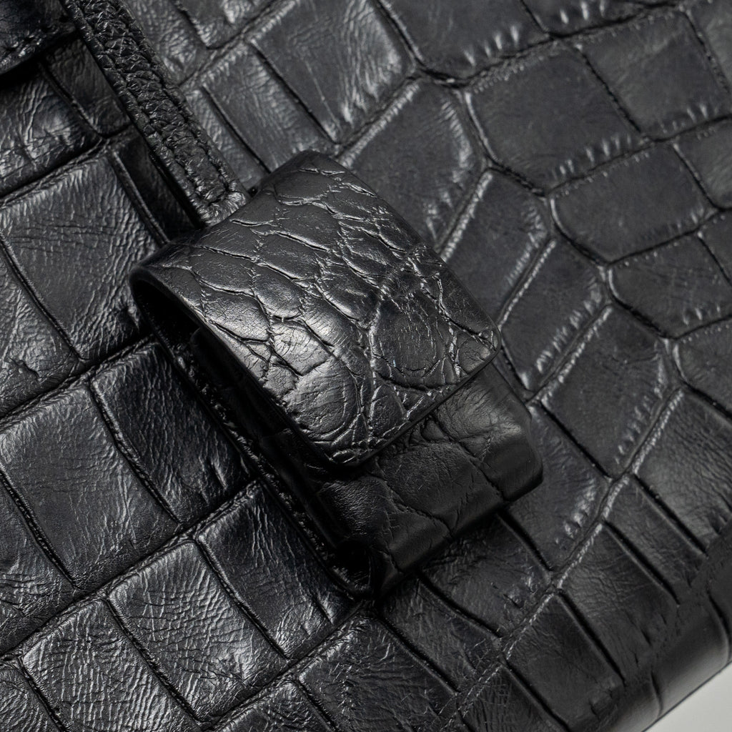 SAINT LAURENT NANO SAC DE JOUR CROC EMBOSSED CALFSKIN BLACK SHW