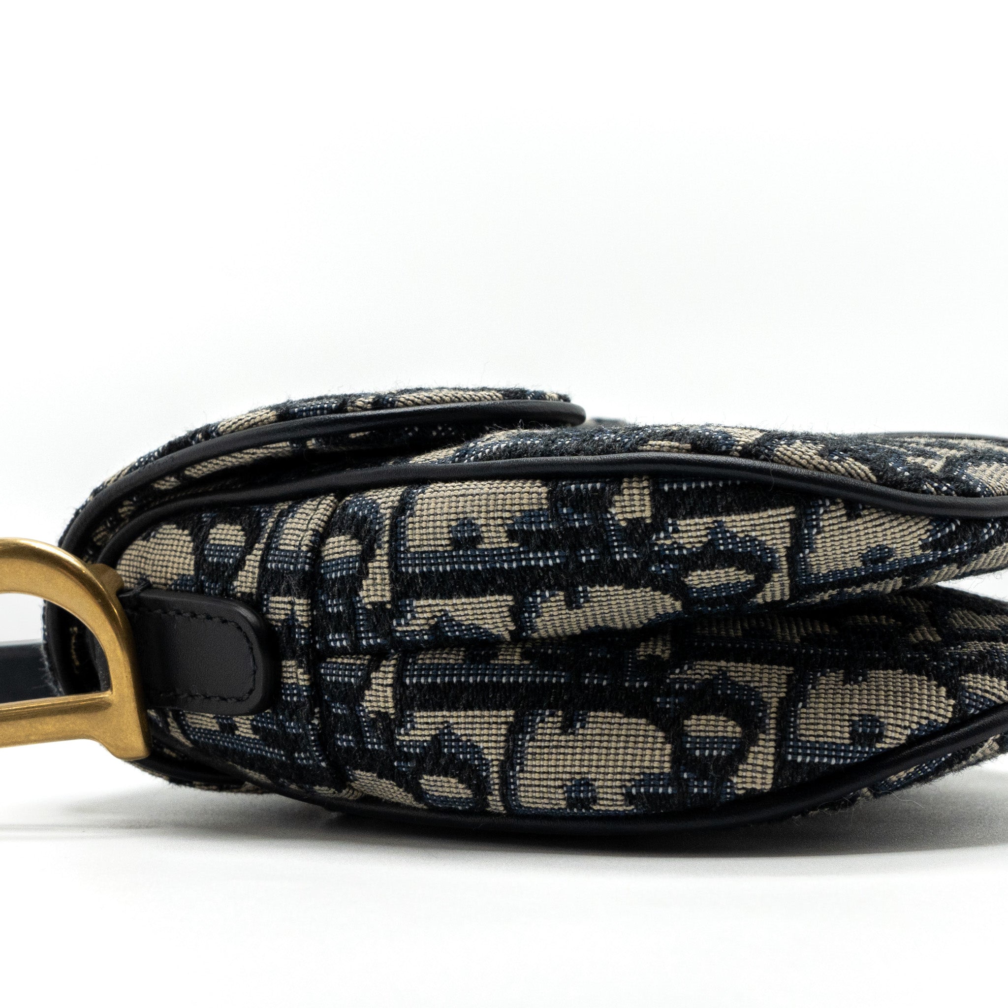 DIOR MINI SADDLE BAG BLUE OBLIQUE JACQUARD GHW