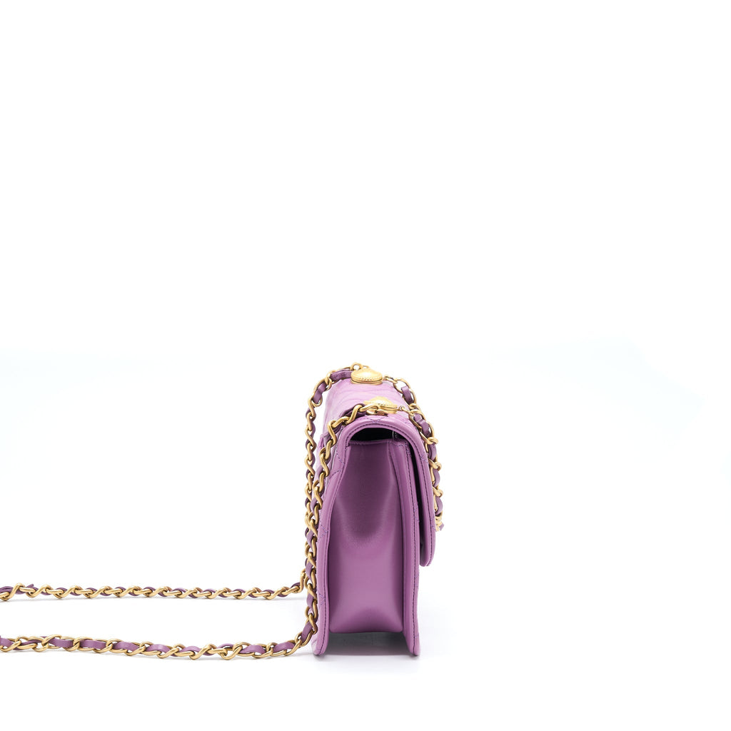 CHANEL SQUARE FLAP BAG LAMBSKIN LIGHT PURPLE BRUSHED GHW
