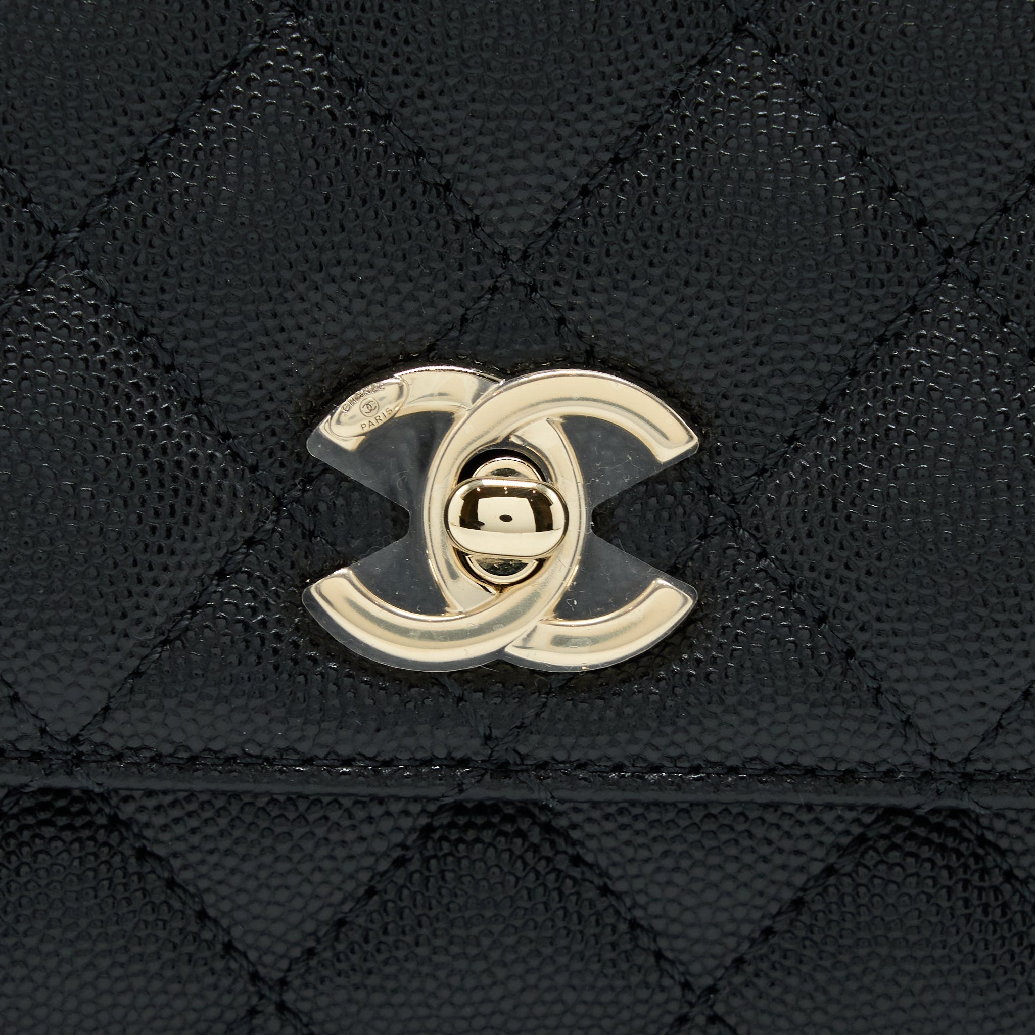 CHANEL MINI COCO HANDLE BAG WITH DARK RED HANDLE CAVIAR BLACK LGHW(MICROCHIP)