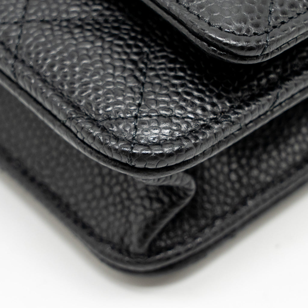 CHANEL CLASSIC WALLET ON CHAIN CAVIAR BLACK SHW (MICROCHIP)