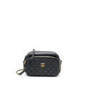CHANEL CAMERA CASE QUILTED CALFSKIN BLACK GHW