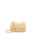 CHANEL MINI RECTANGULAR LAMBSKIN LIGHT BEIGE LGHW(MICROCHIP)