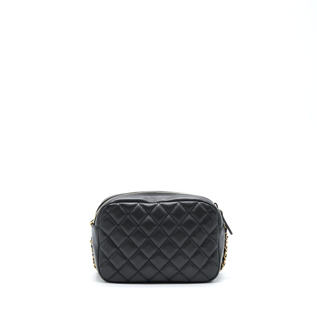 CHANEL CAMERA CASE QUILTED CALFSKIN BLACK GHW