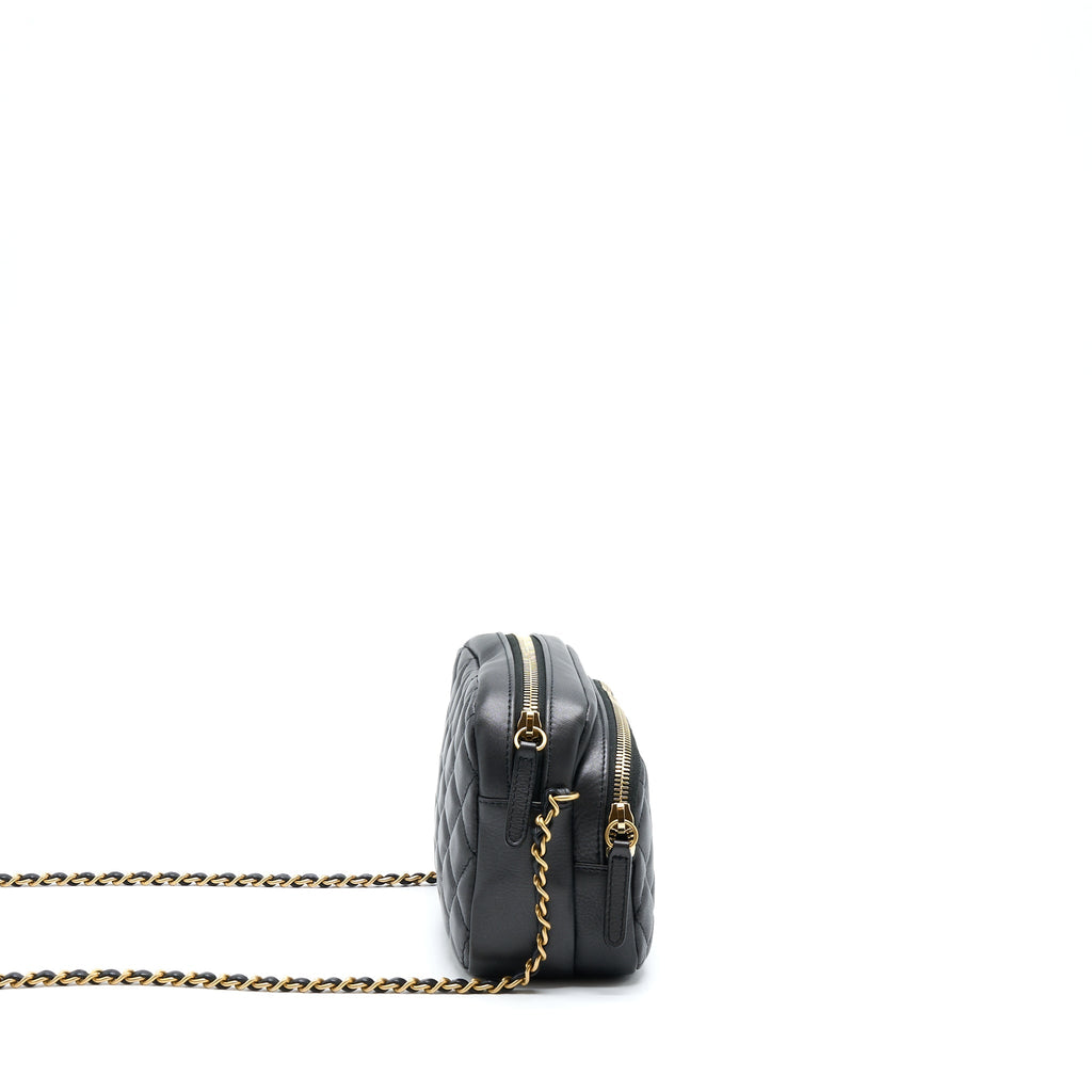 CHANEL CAMERA CASE QUILTED CALFSKIN BLACK GHW