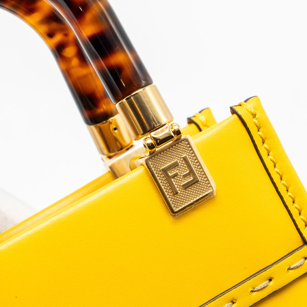 FENDI MINI SUNSHINE SHOPPER CALFSKIN YELLOW GHW