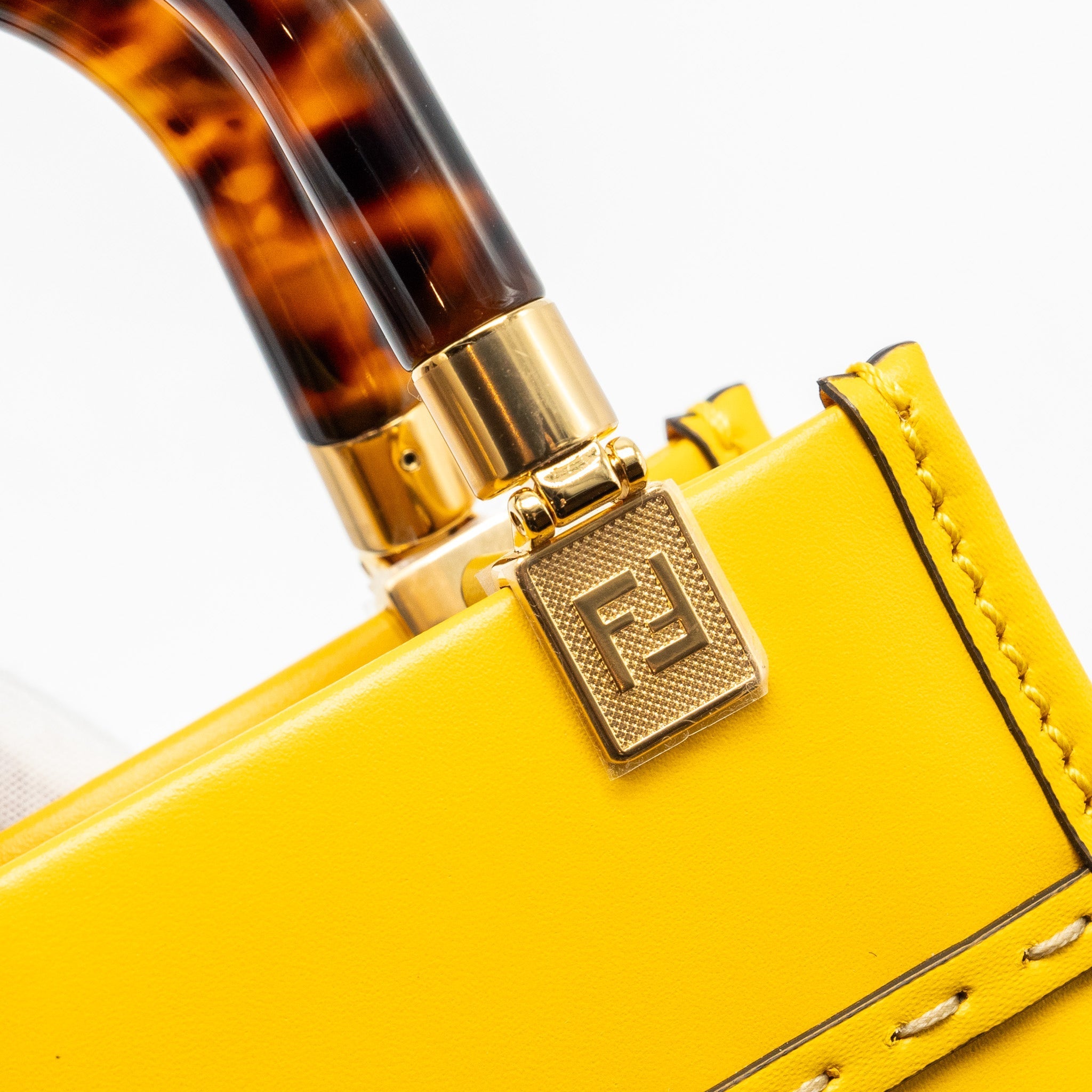 FENDI MINI SUNSHINE SHOPPER CALFSKIN YELLOW GHW