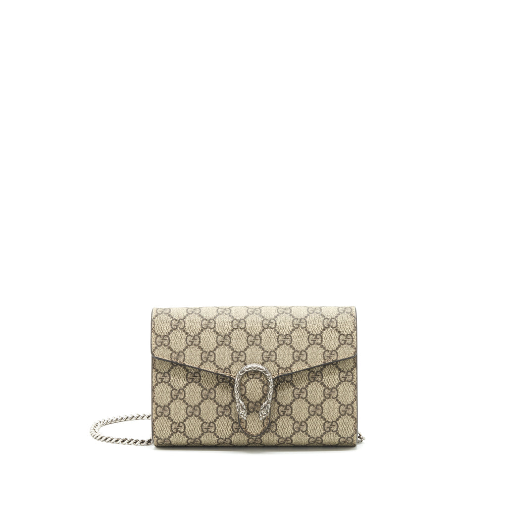 GUCCI DIONYSUS CHAIN WALLET BEIGE GG SUPREME CANVAS AND LEATHER SHW