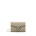 GUCCI DIONYSUS CHAIN WALLET BEIGE GG SUPREME CANVAS AND LEATHER SHW