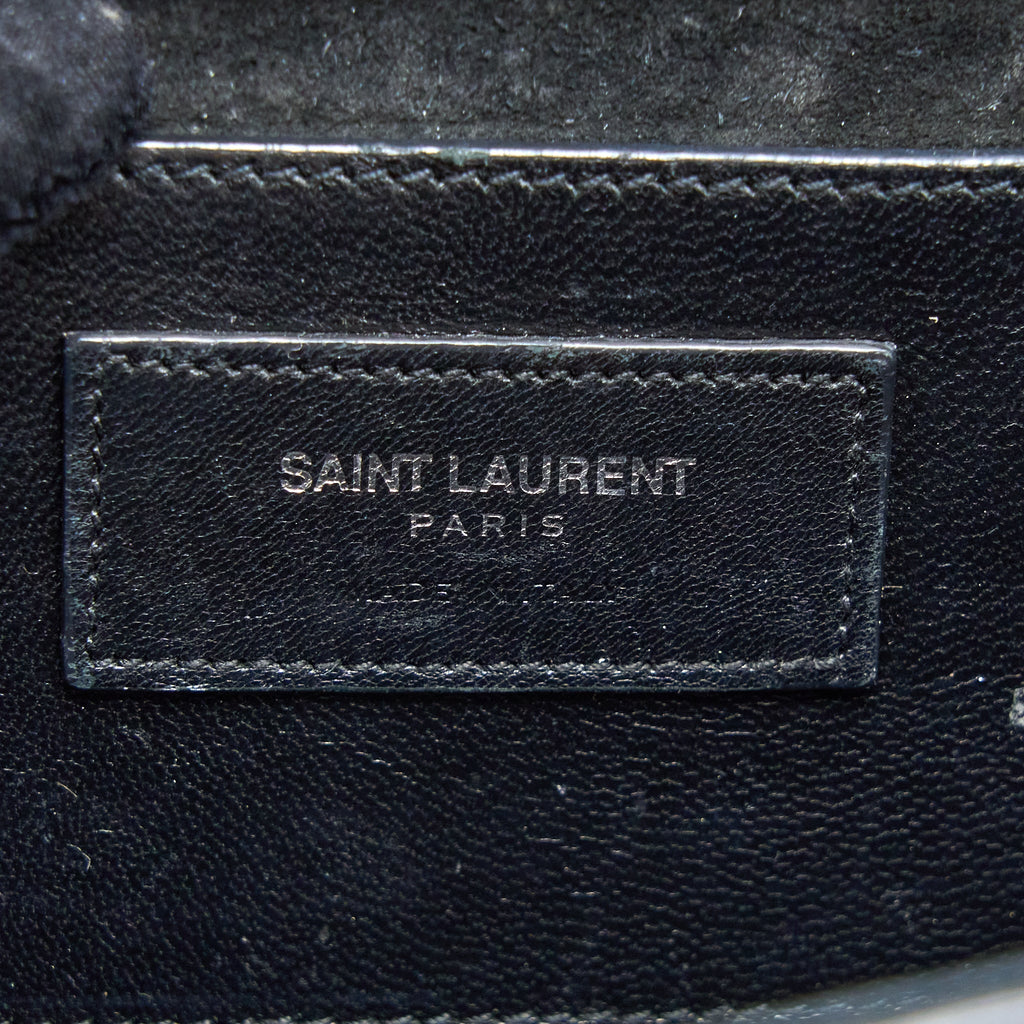 SAINT LAURENT KATE BAG CROC EMBOSSED LEATHER GREY SHW