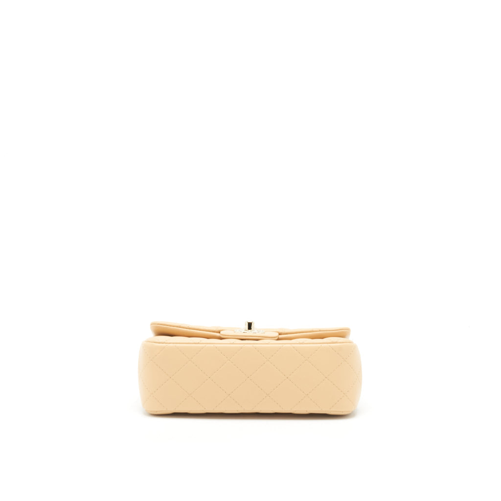 CHANEL MINI RECTANGULAR LAMBSKIN LIGHT BEIGE LGHW(MICROCHIP)