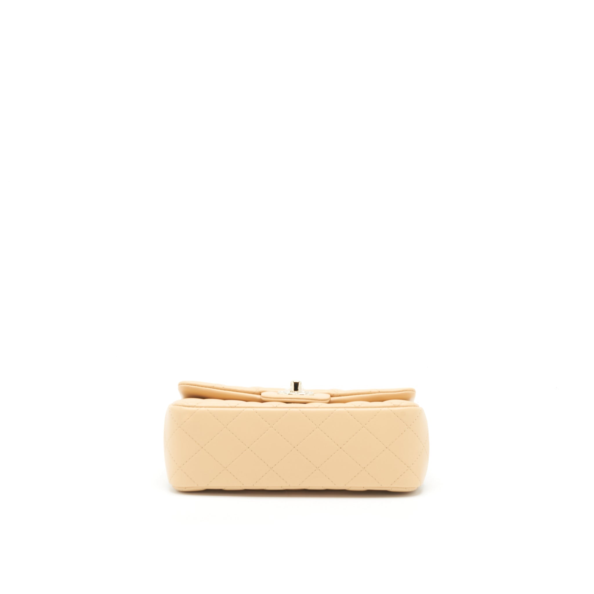 CHANEL MINI RECTANGULAR LAMBSKIN LIGHT BEIGE LGHW(MICROCHIP)