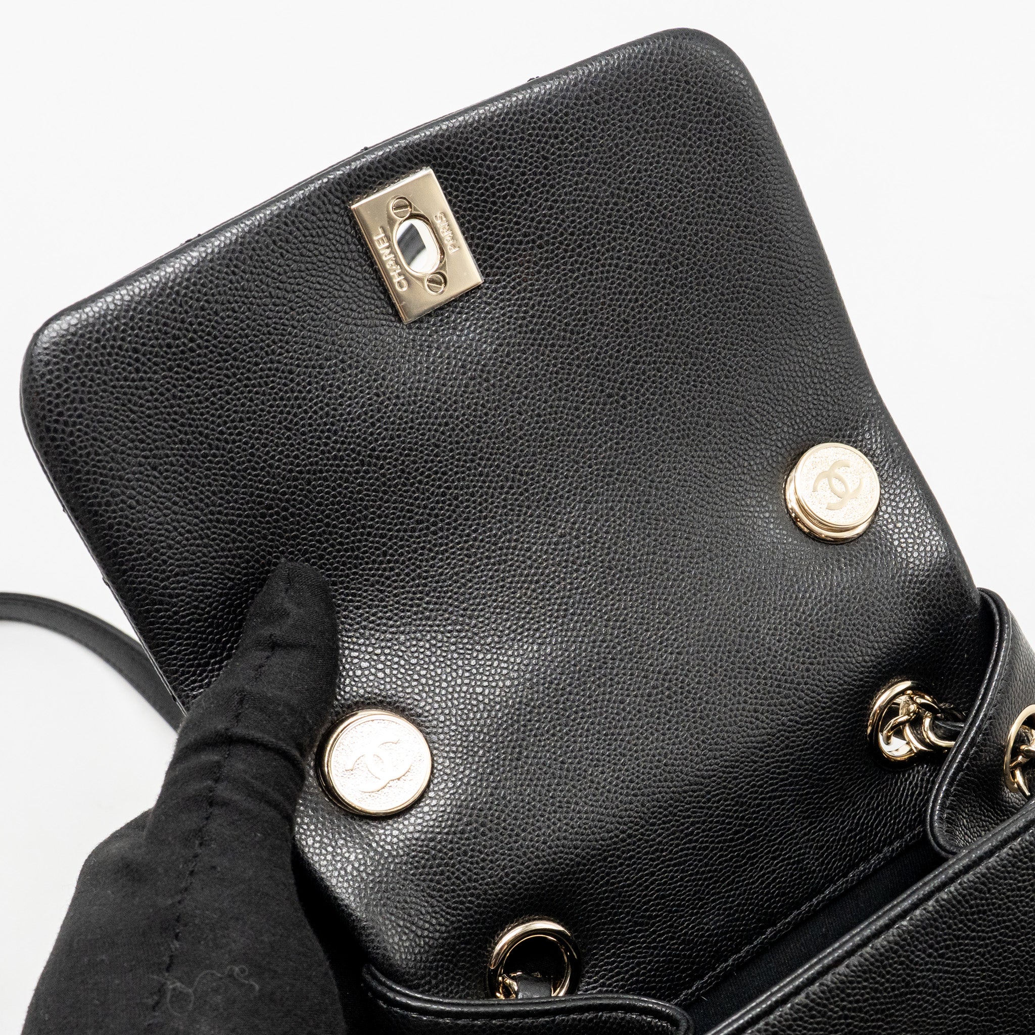 CHANEL TRIPLE POCKET BACKPACK CAVIAR BLACK LGHW (MICROCHIP)