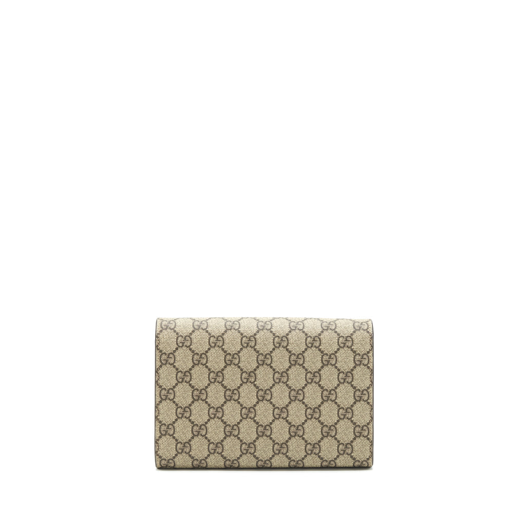 GUCCI DIONYSUS CHAIN WALLET BEIGE GG SUPREME CANVAS AND LEATHER SHW