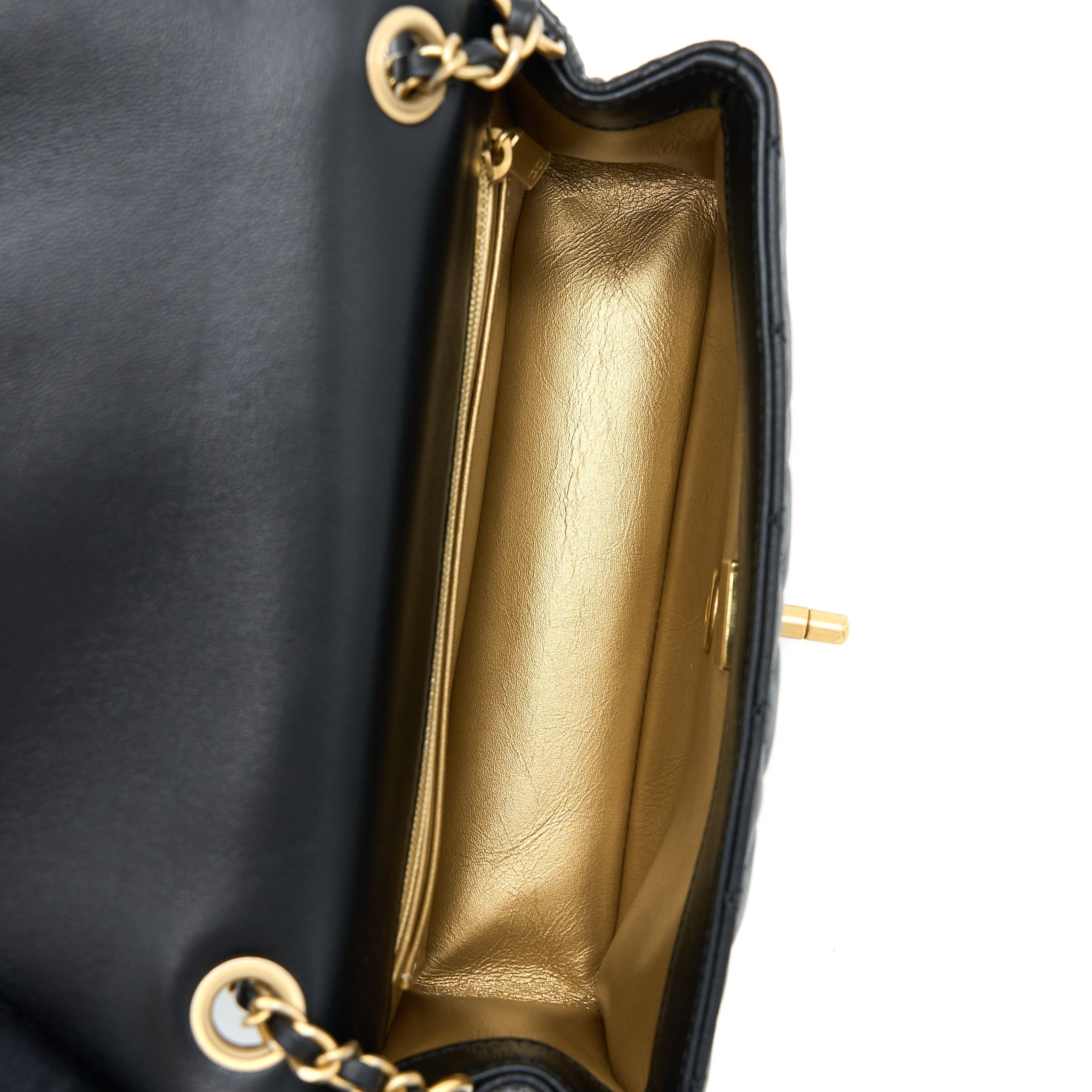 CHANEL PEARL CRUSH MINI RECTANGULAR FLAP BAG LAMBSKIN BLACK GHW (MICROCHIP)