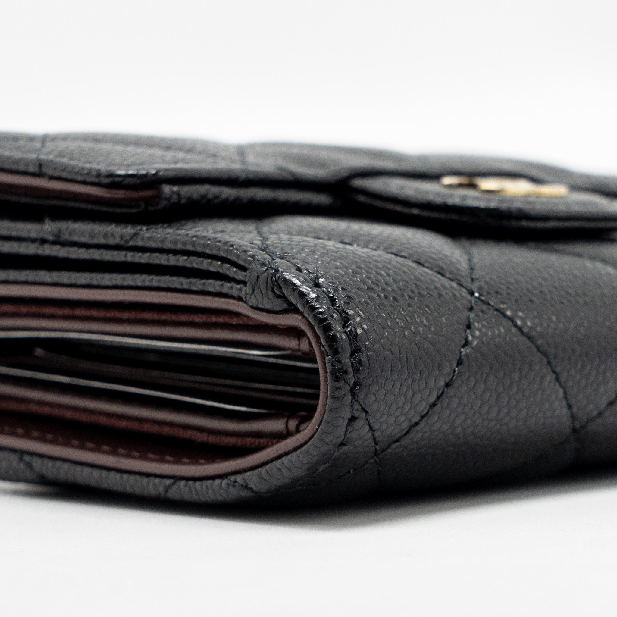 CHANEL COMPACT WALLET CAVIAR BLACK LGHW (MICROCHIP)