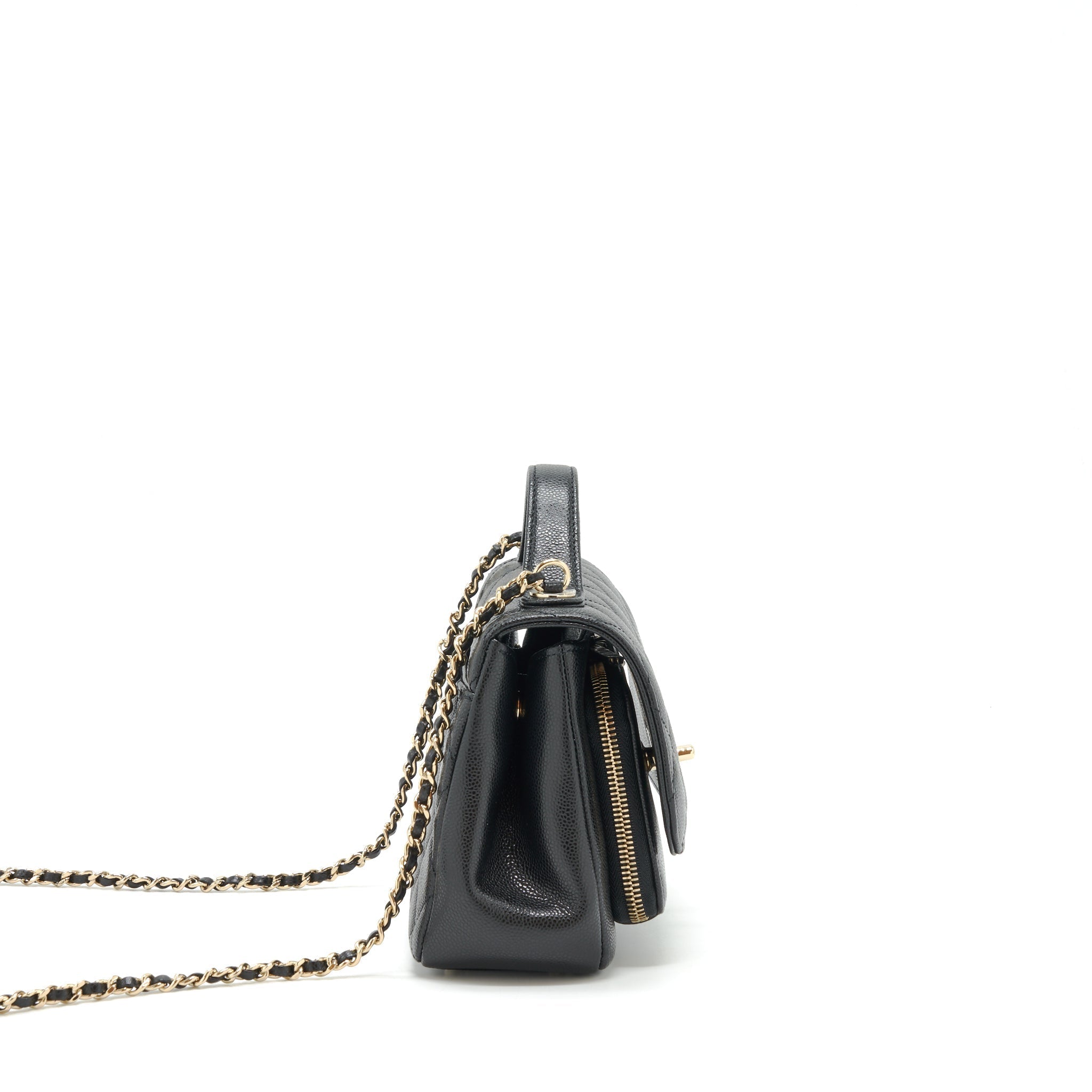 CHANEL SMALL BUSINESS AFFINITY CAVIAR BLACK LGHW (MICROCHIP)