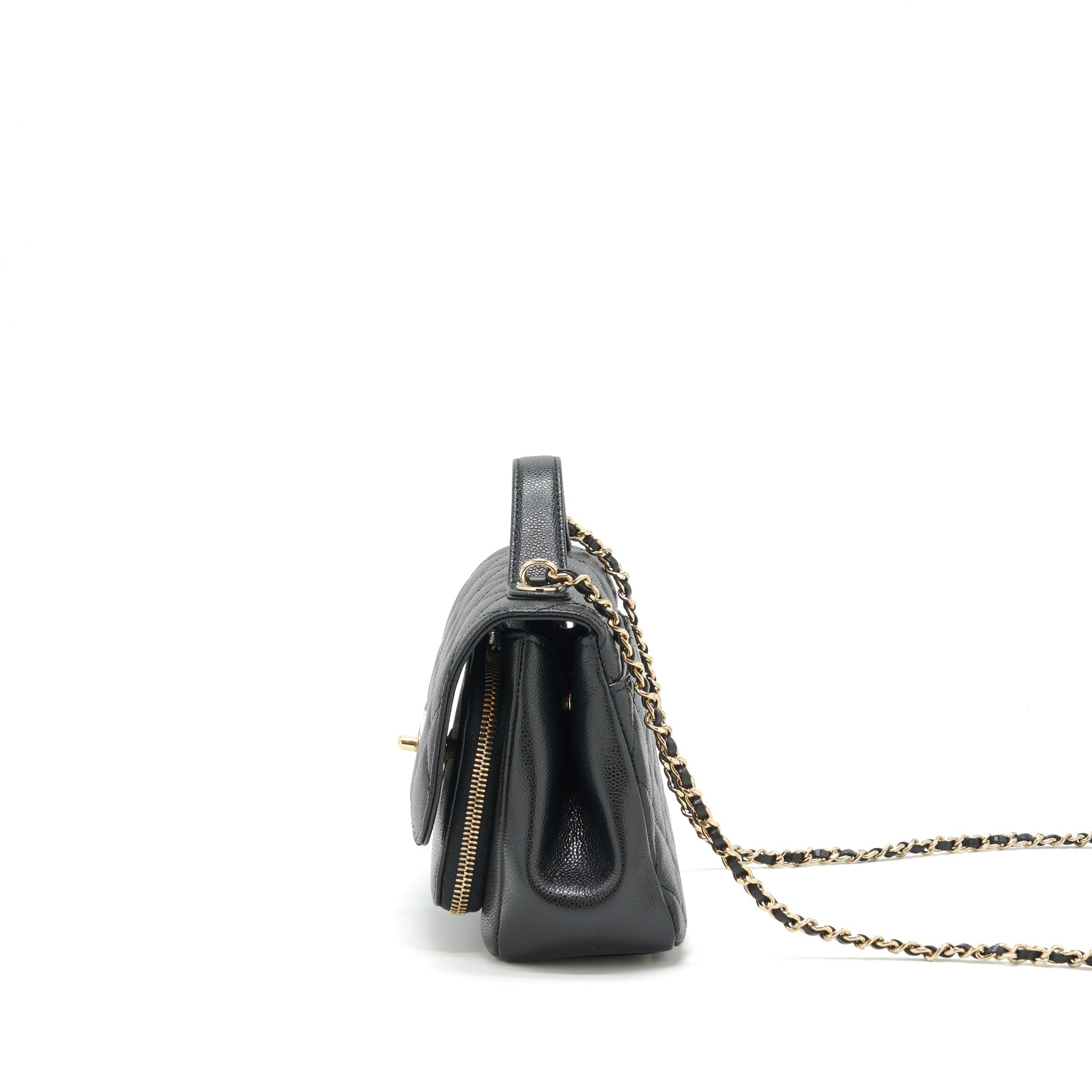 CHANEL SMALL BUSINESS AFFINITY CAVIAR BLACK LGHW (MICROCHIP)