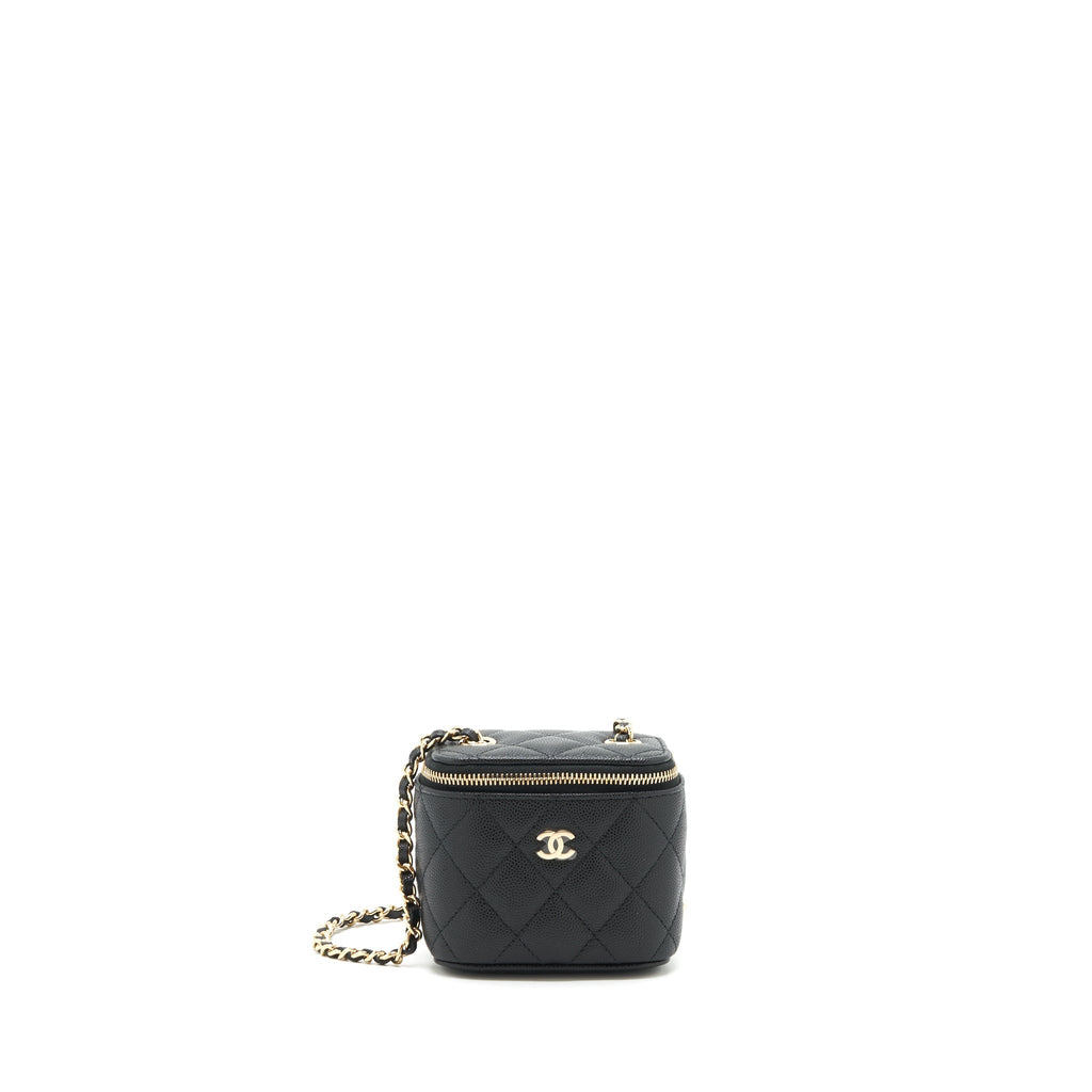 CHANEL 22C MINI VANITY WITH CHAIN CAVIAR BLACK LGHW