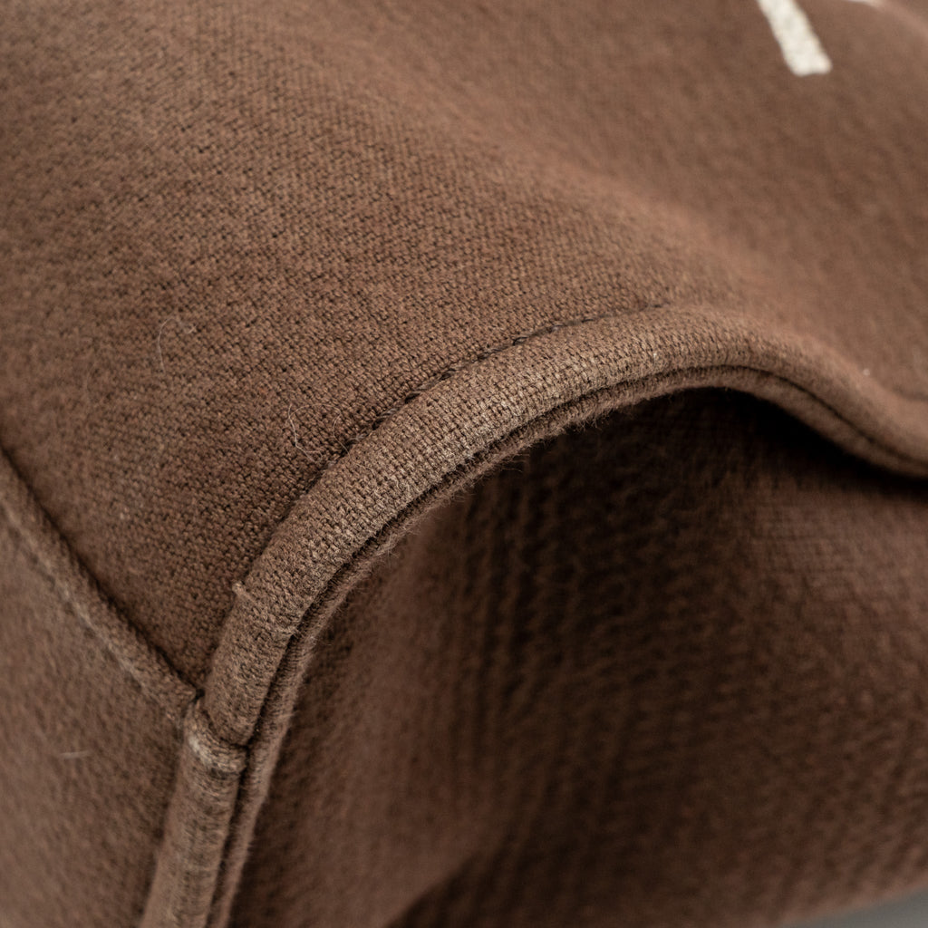 CHANEL DEAUVILLE TOTE BAG CANVAS DARK BROWN LGHW (MICROCHIP)
