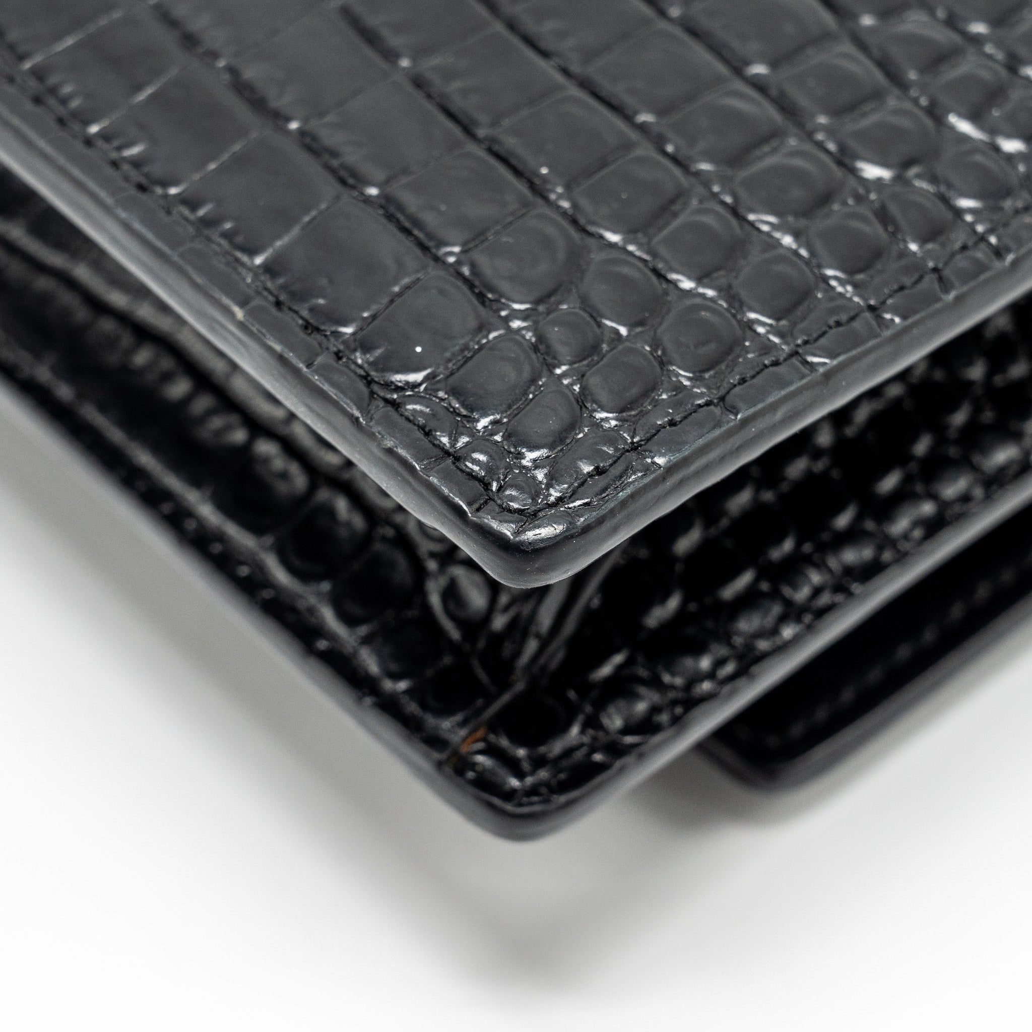 SAINT LAURENT/YSL SUNSET BAG CROC-EMBOSSED CALFSKIN BLACK SHW