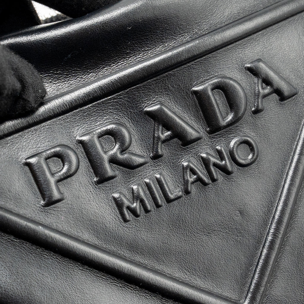 PRADA TRIANGLE SHOULDER BAG LEATHER BLACK SHW