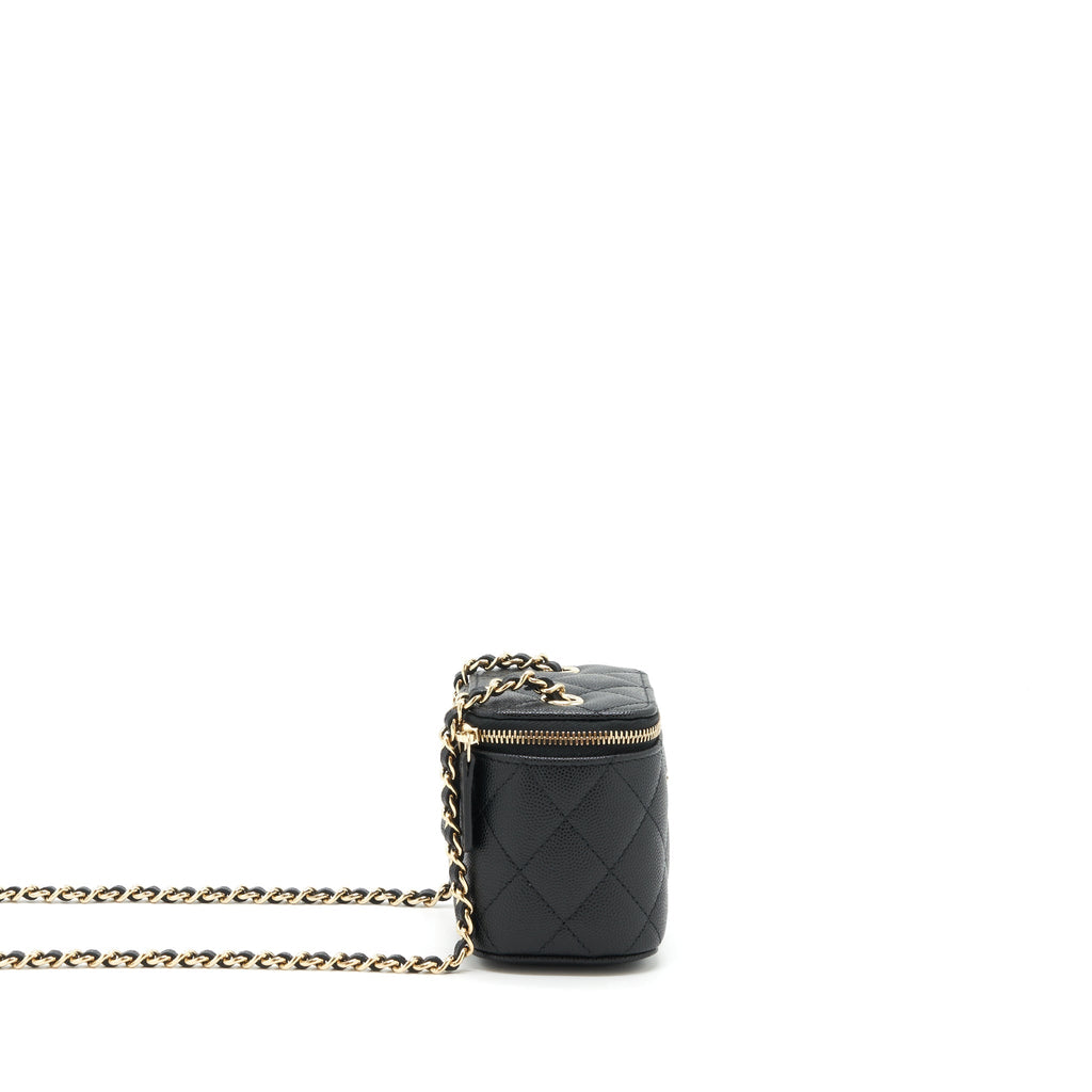 CHANEL 22C MINI VANITY WITH CHAIN CAVIAR BLACK LGHW