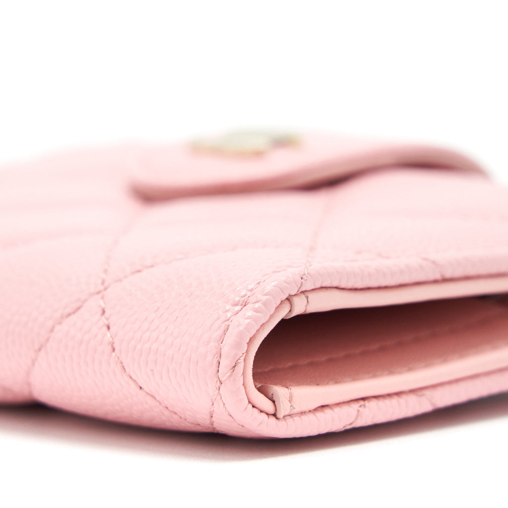 CHANEL DOUBLE ZIP CARD HOLDER CAVIAR PINK LGHW