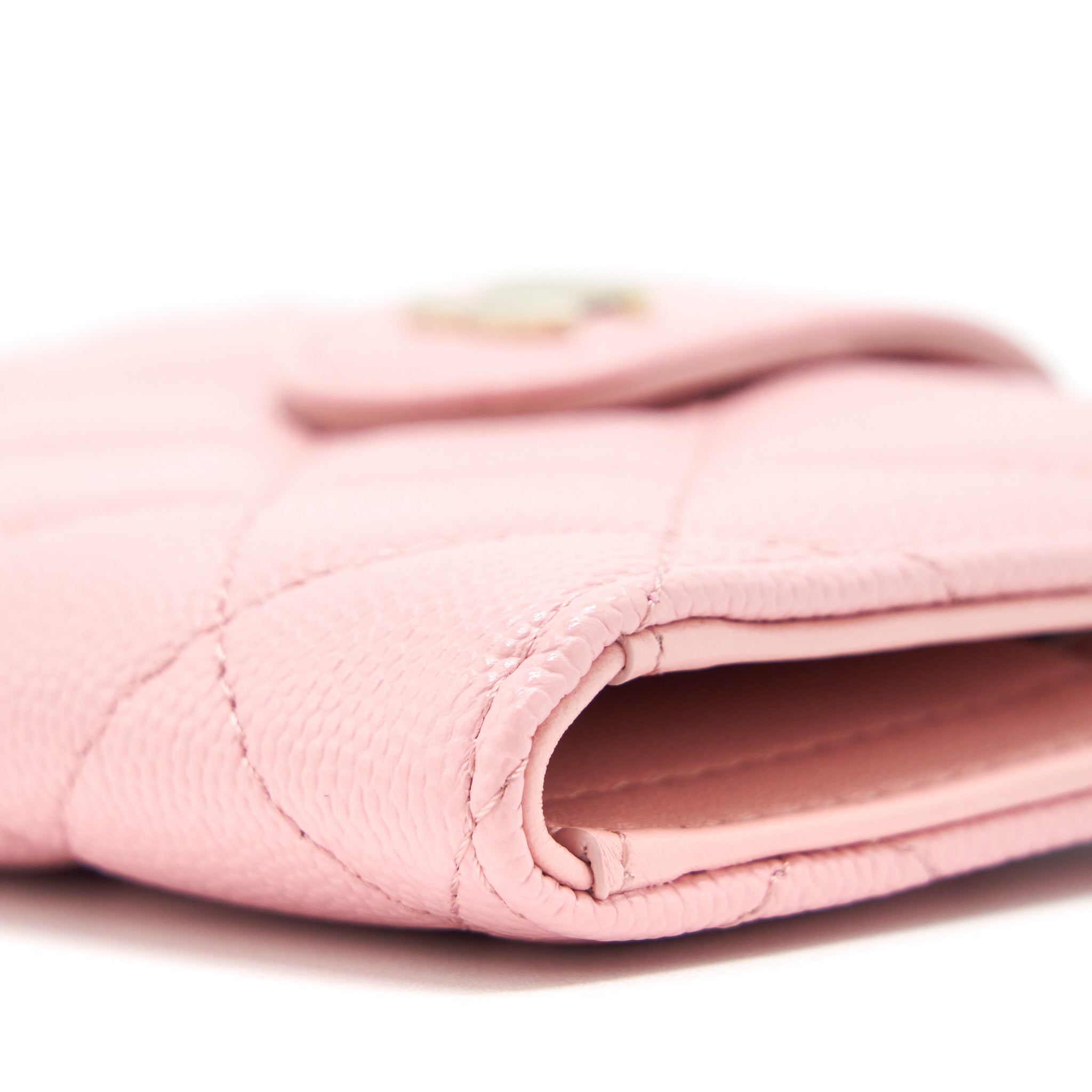 CHANEL DOUBLE ZIP CARD HOLDER CAVIAR PINK LGHW
