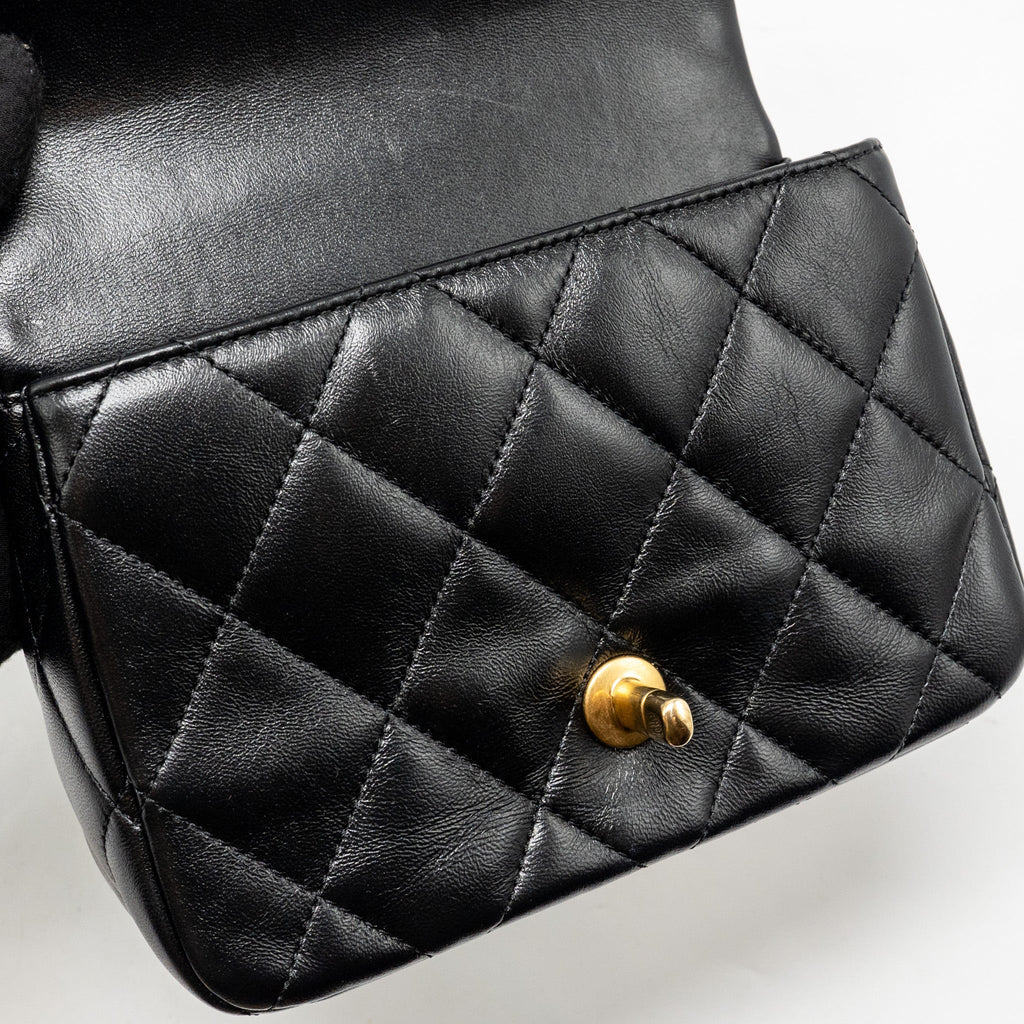 CHANEL COCO LOVE FLAP BAG ADJUSTABLE CHAIN LAMBSKIN BLACK GHW (MICROCHIP)