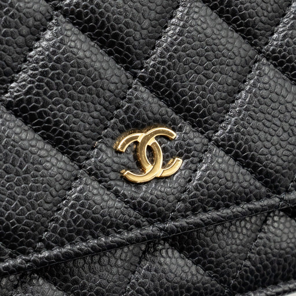 CHANEL CLASSIC WALLET ON CHAIN CAVIAR BLACK GHW (MICROCHIP)