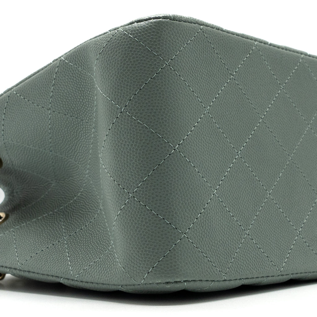 CHANEL 23C MINI BUCKET TOTE BAG CAVIAR LIGHT GREY LGHW (MICROCHIP)