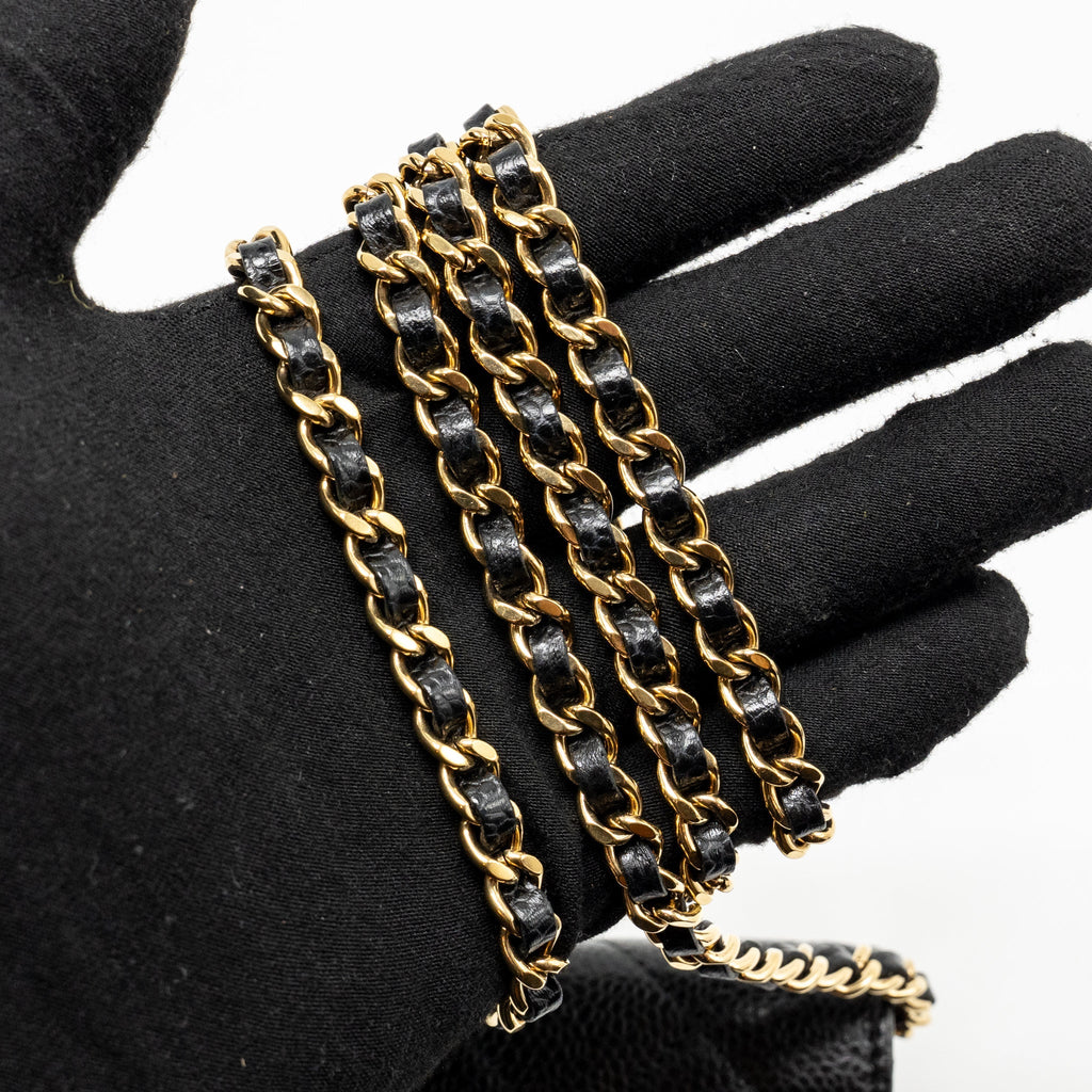CHANEL CLASSIC WALLET ON CHAIN CAVIAR BLACK GHW (MICROCHIP)