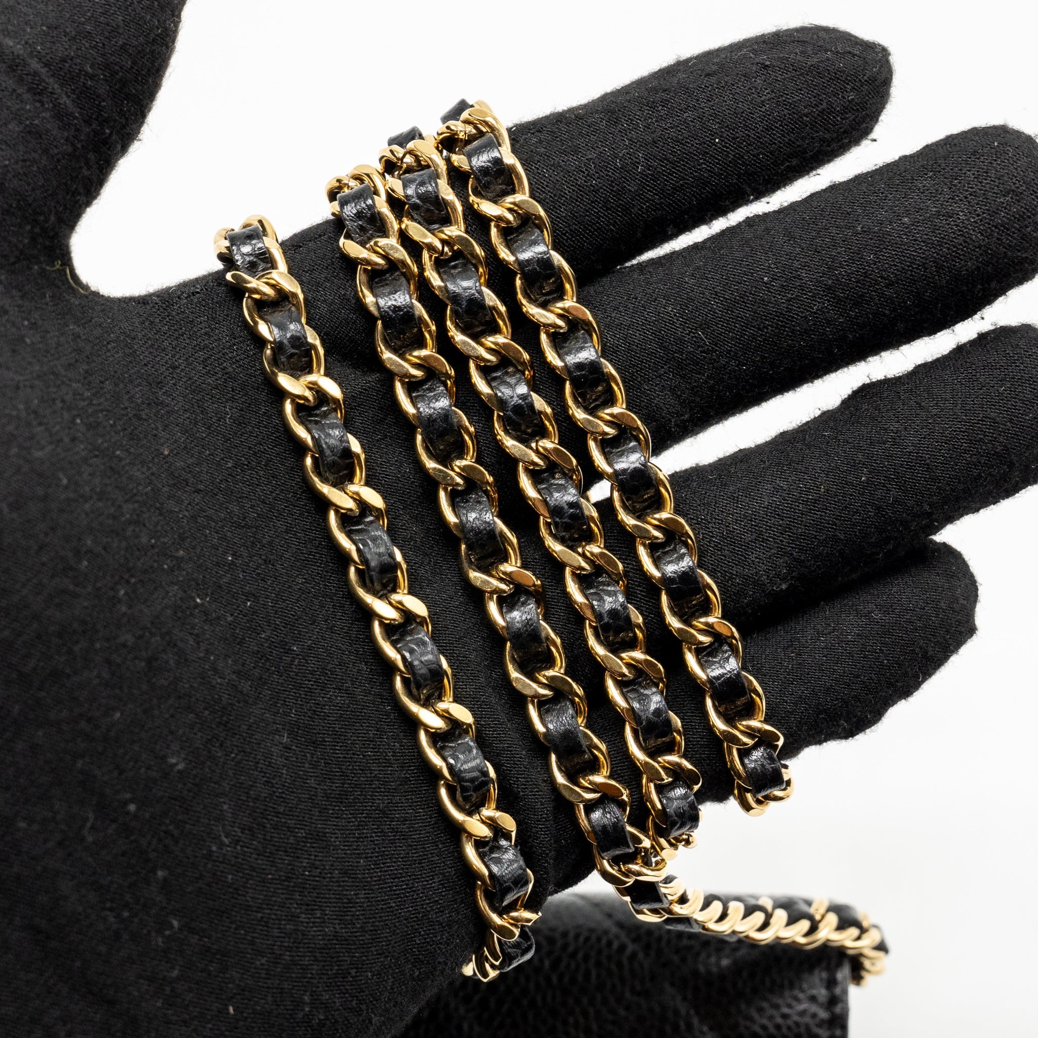 CHANEL CLASSIC WALLET ON CHAIN CAVIAR BLACK GHW (MICROCHIP)