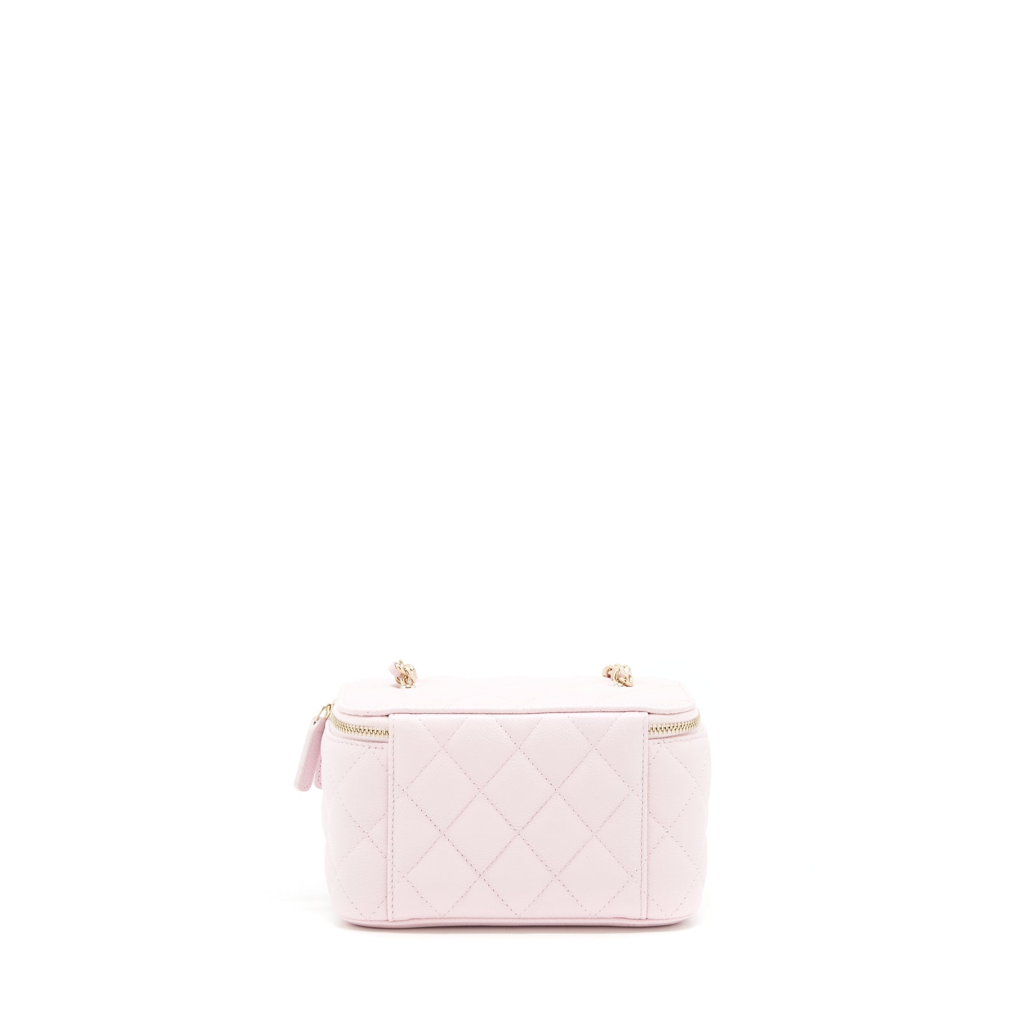 CHANEL 22P LONG VANITY CASE WITH LOGO CHAIN CAVIAR LIGHT PINK LGHW