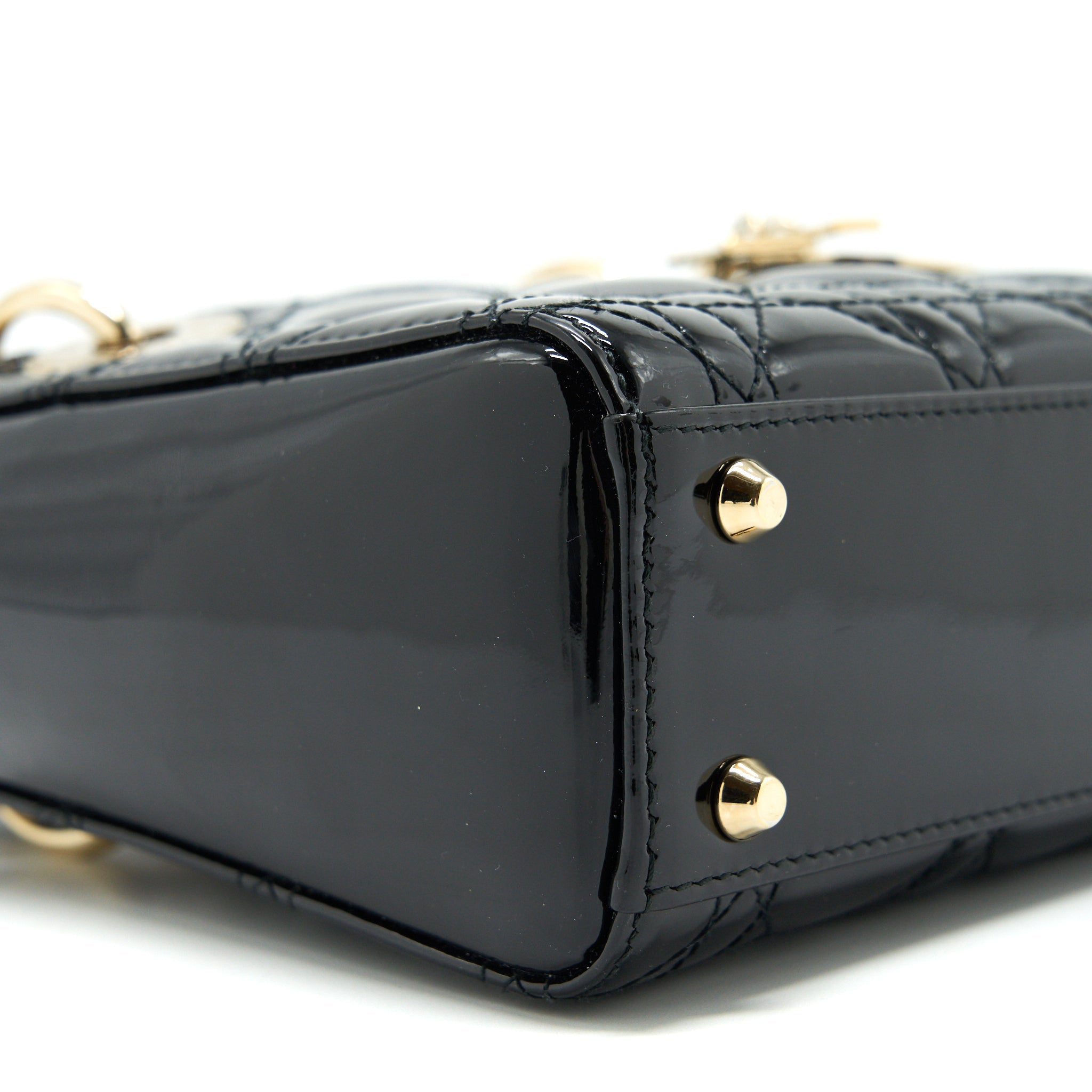 DIOR MINI LADY DIOR PATENT LEATHER BLACK GHW