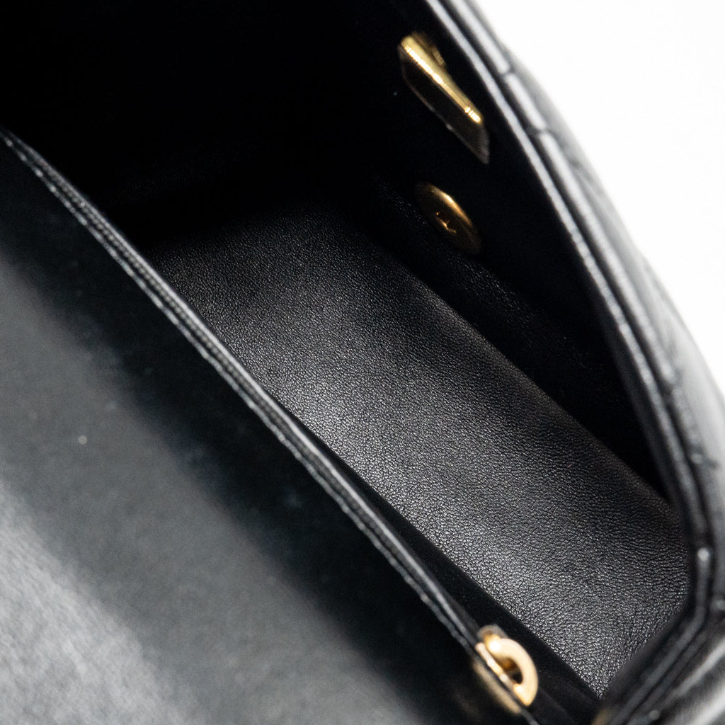 CHANEL COCO LOVE FLAP BAG ADJUSTABLE CHAIN LAMBSKIN BLACK GHW (MICROCHIP)