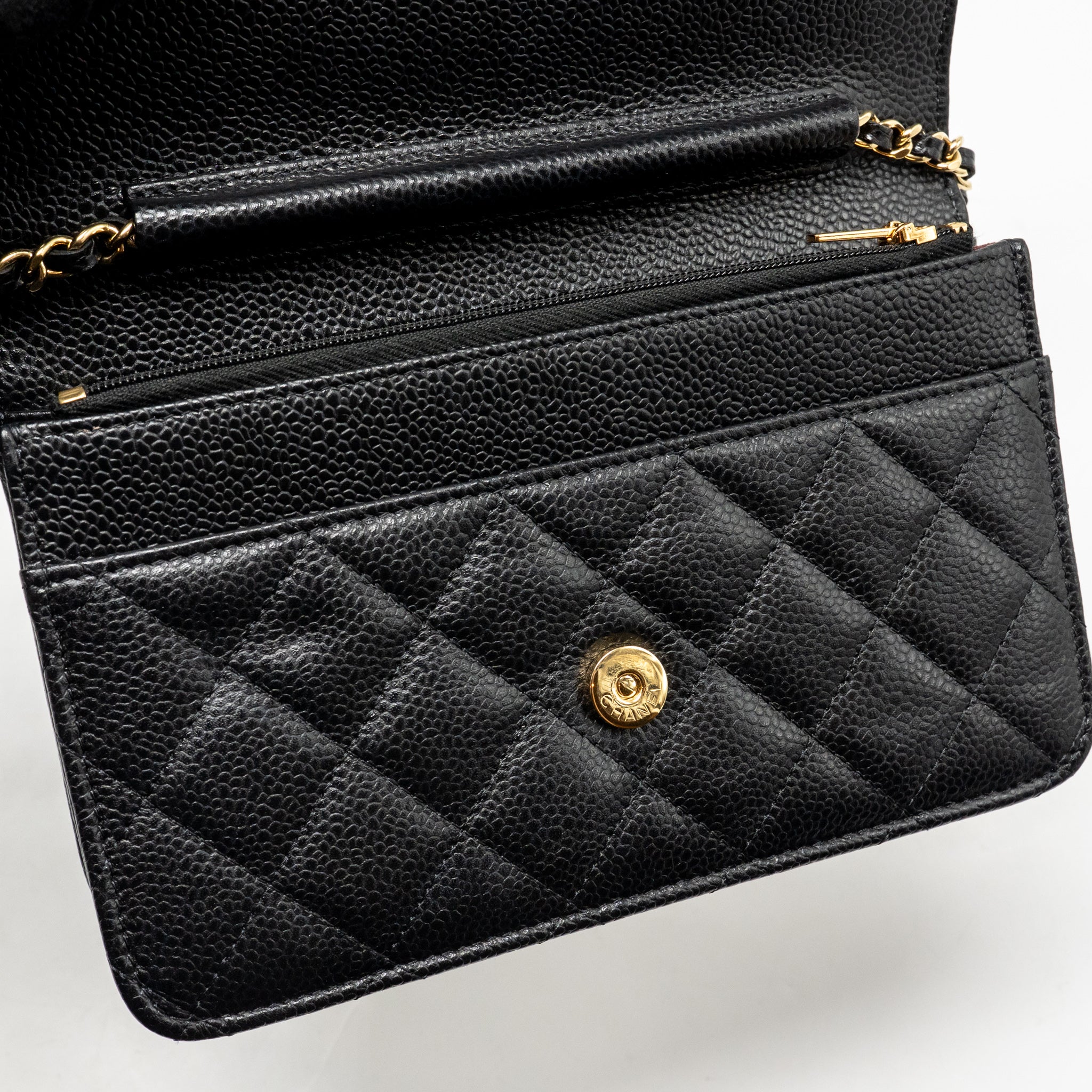 CHANEL CLASSIC WALLET ON CHAIN CAVIAR BLACK GHW (MICROCHIP)