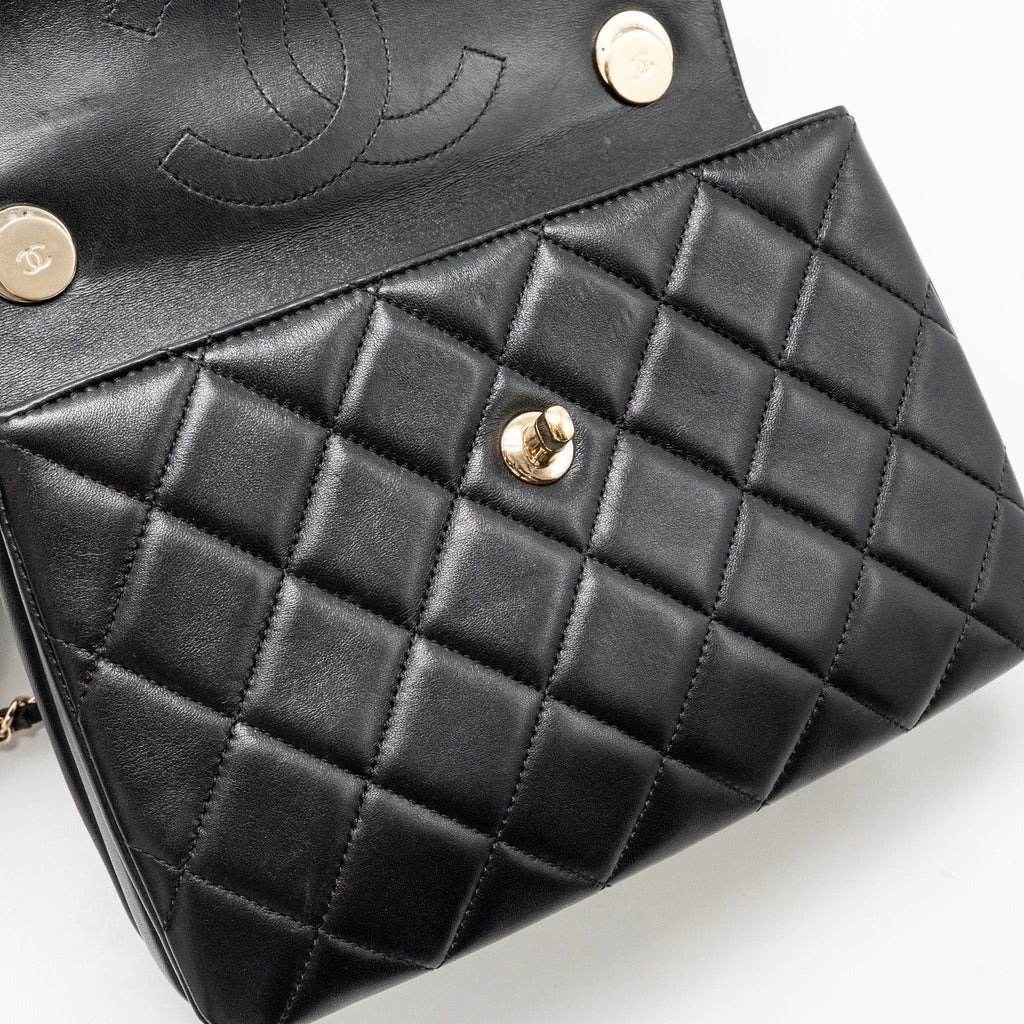 CHANEL TOP HANDLE TRENDY CC FLAP BAG LAMBSKIN BLACK LGHW