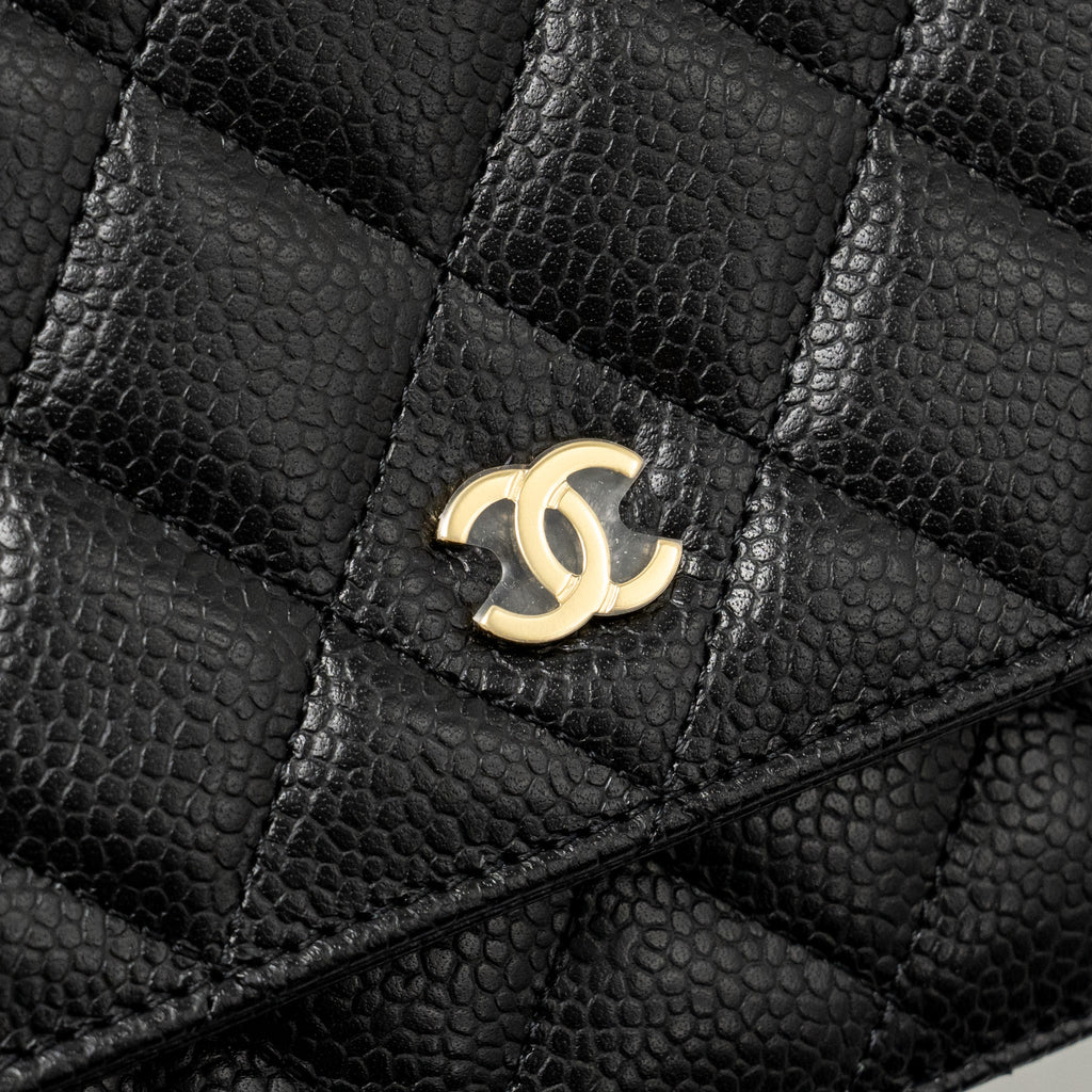 CHANEL CLASSIC WALLET ON CHAIN CAVIAR BLACK GHW(MICROCHIP)