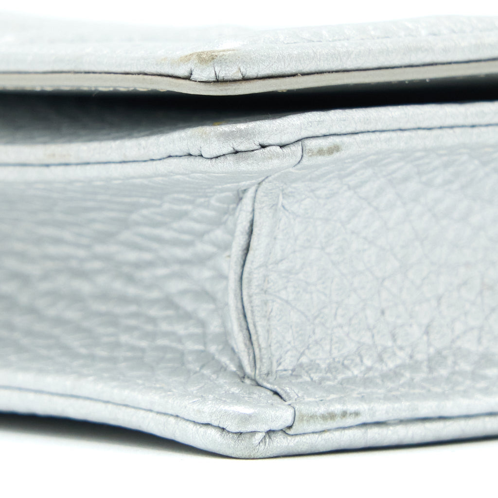 DIOR DIORAMA WALLET ON CHAIN CALFSKIN SILVER LGHW
