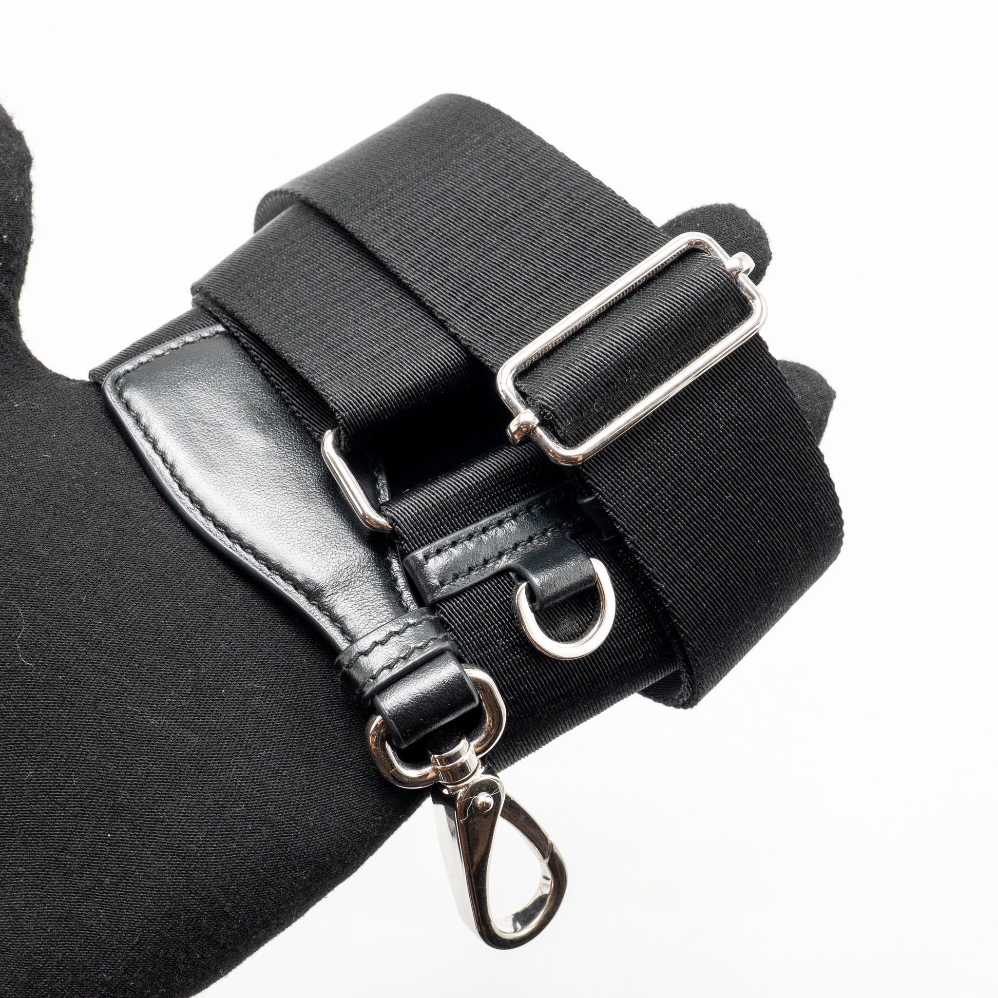 PRADA TRIANGLE SHOULDER BAG LEATHER BLACK SHW