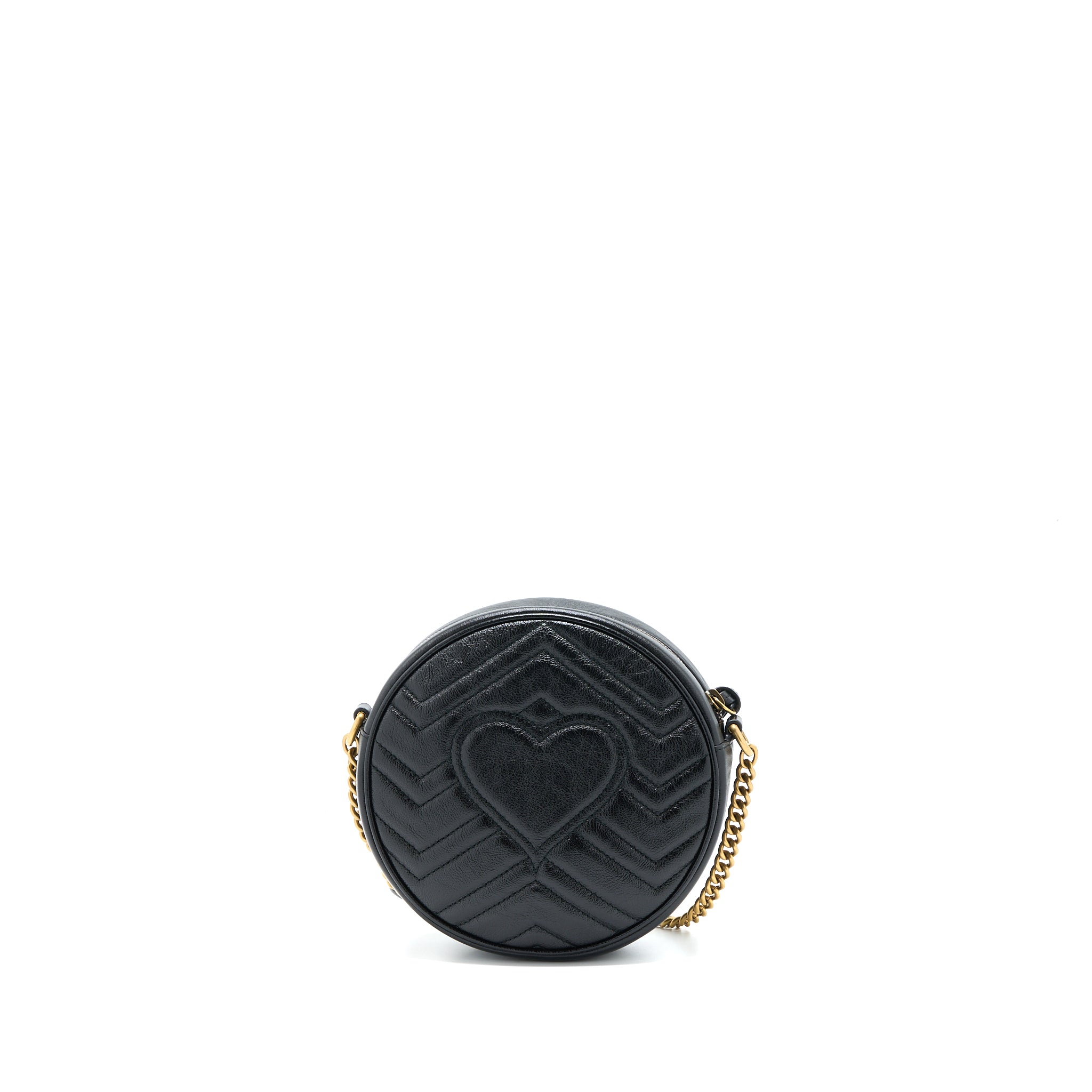 GUCCI GG MORMONT ROUND SHOULDER BAG CALFSKIN BLACK GHW