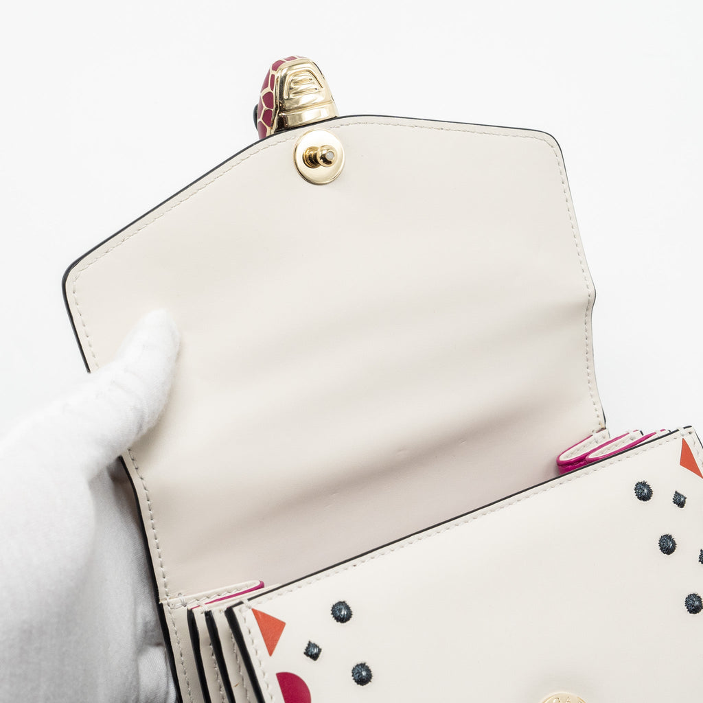BVLGARI SERPENTI FOREVER TOP HANDLE BAG LIMITED EDITION CALFSKIN WHITE/MULTICOLOUR LGHW