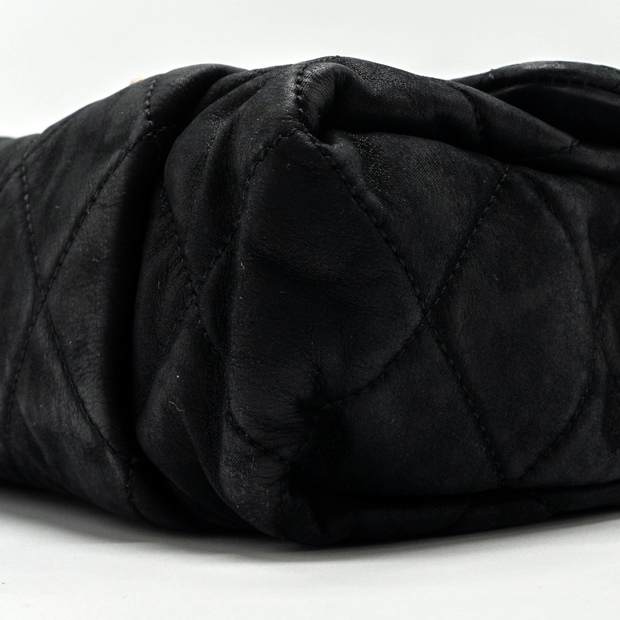 CHANEL QUILTED SEASONAL FLAP BAG CALFSKIN IRIDESCENT BLACK WITH GHW